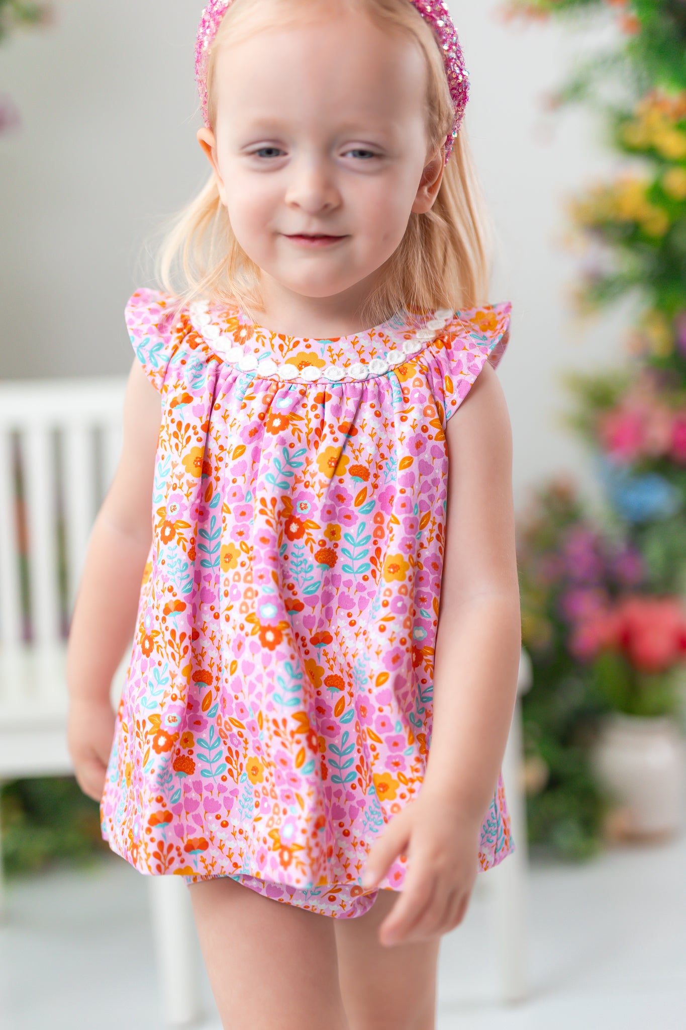 Bubble Romper - Pink Papaya Parade