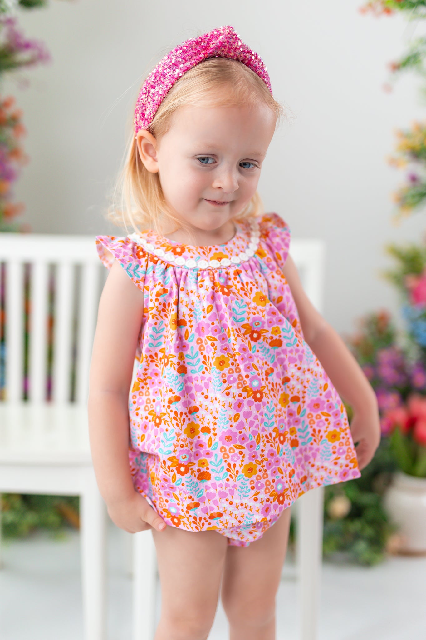 Bubble Romper - Pink Papaya Parade