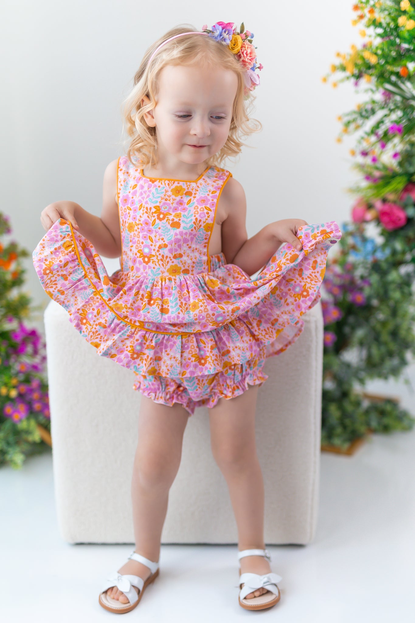 Hazel Bubble Romper - Pink Papaya Parade (Pre-Order)