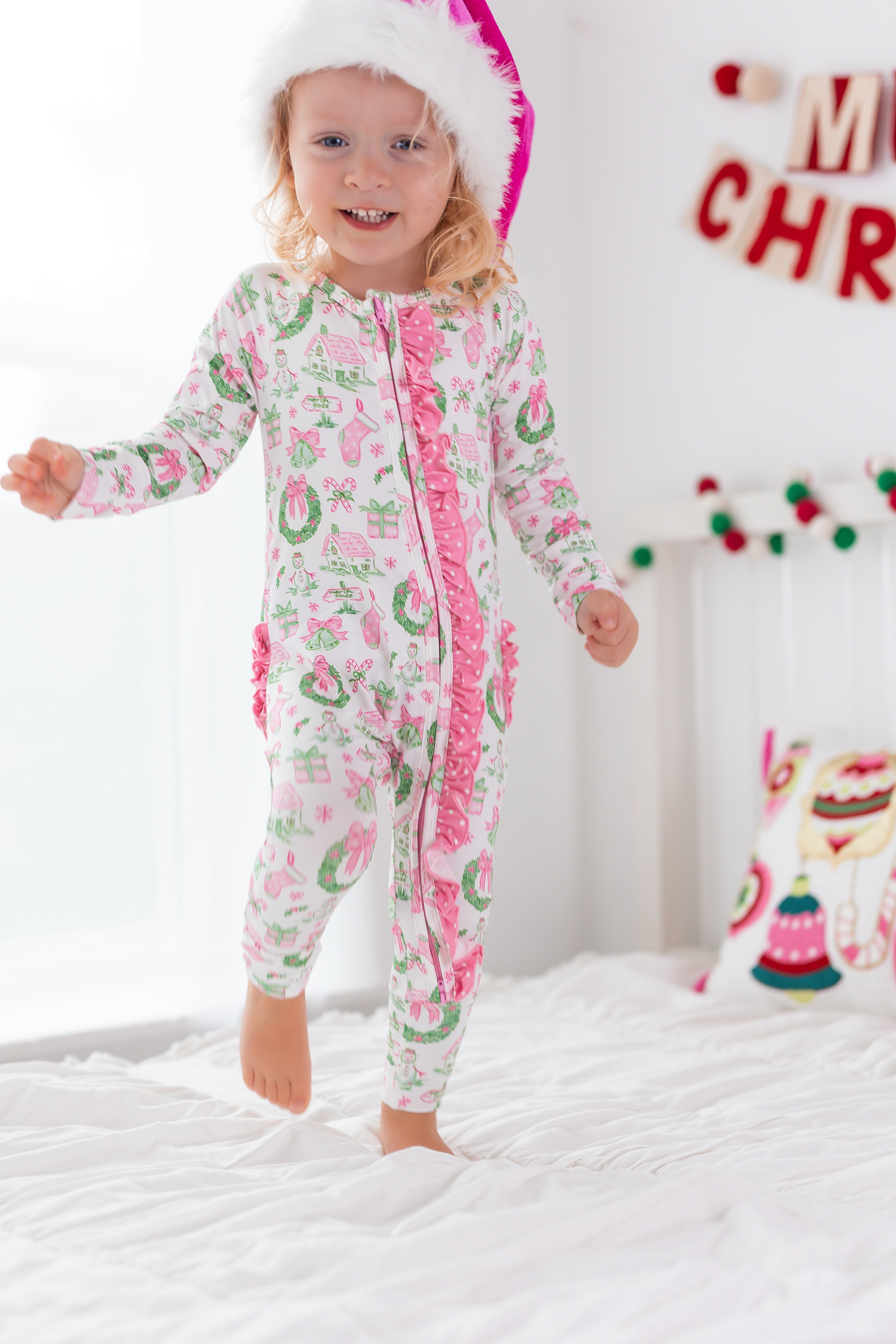 Zipper Loungewear -Little Pink Christmas
