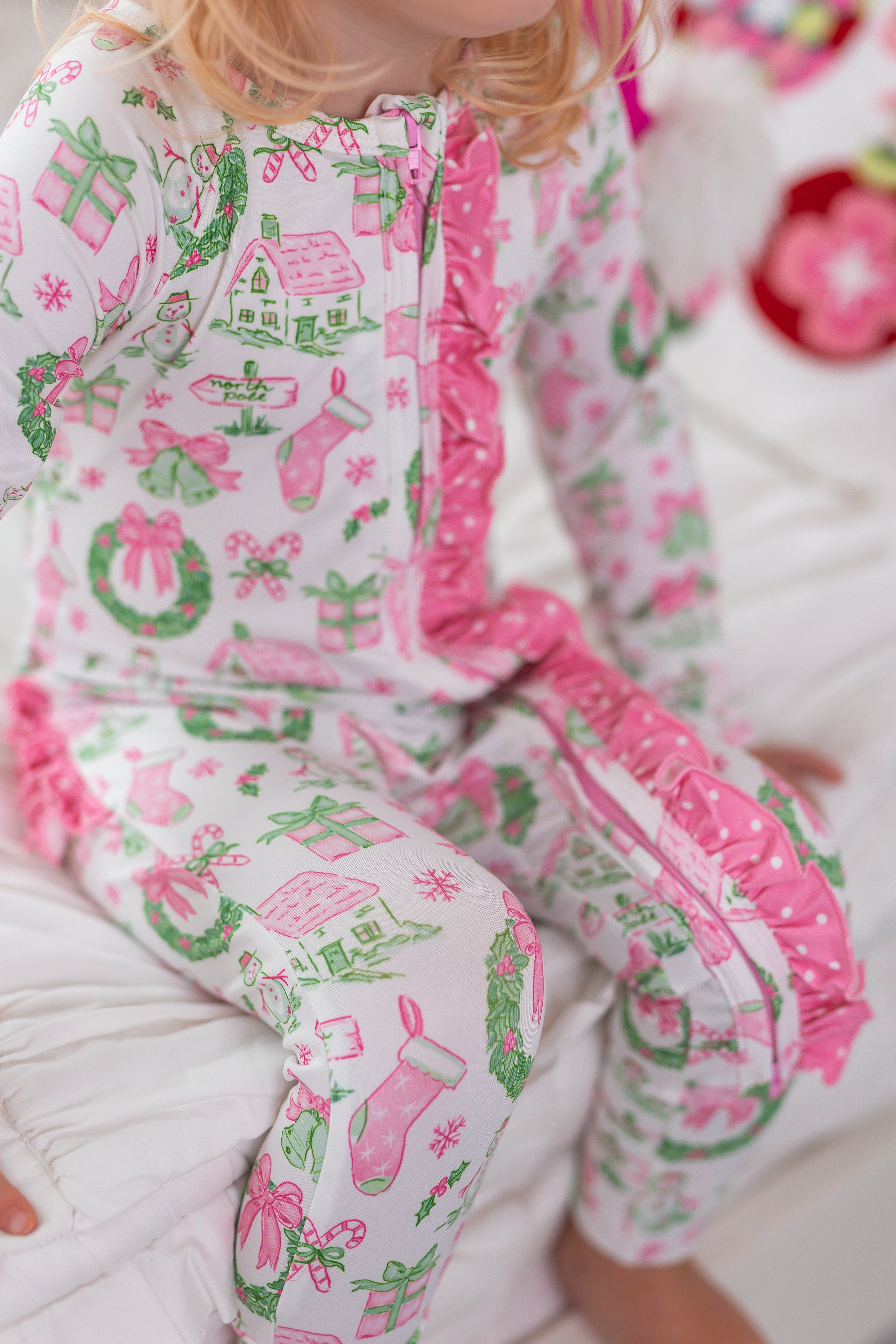 Zipper Loungewear -Little Pink Christmas