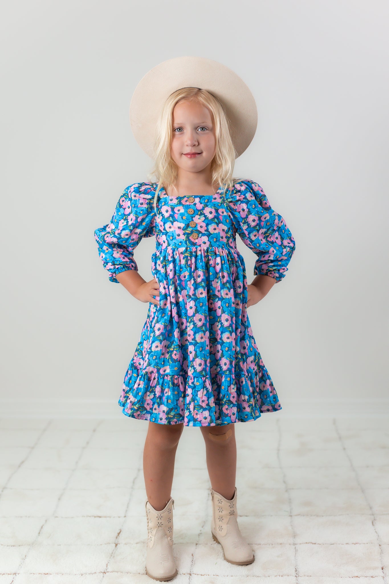 Puff Sleeve Gauze Dress - Storm Petal
