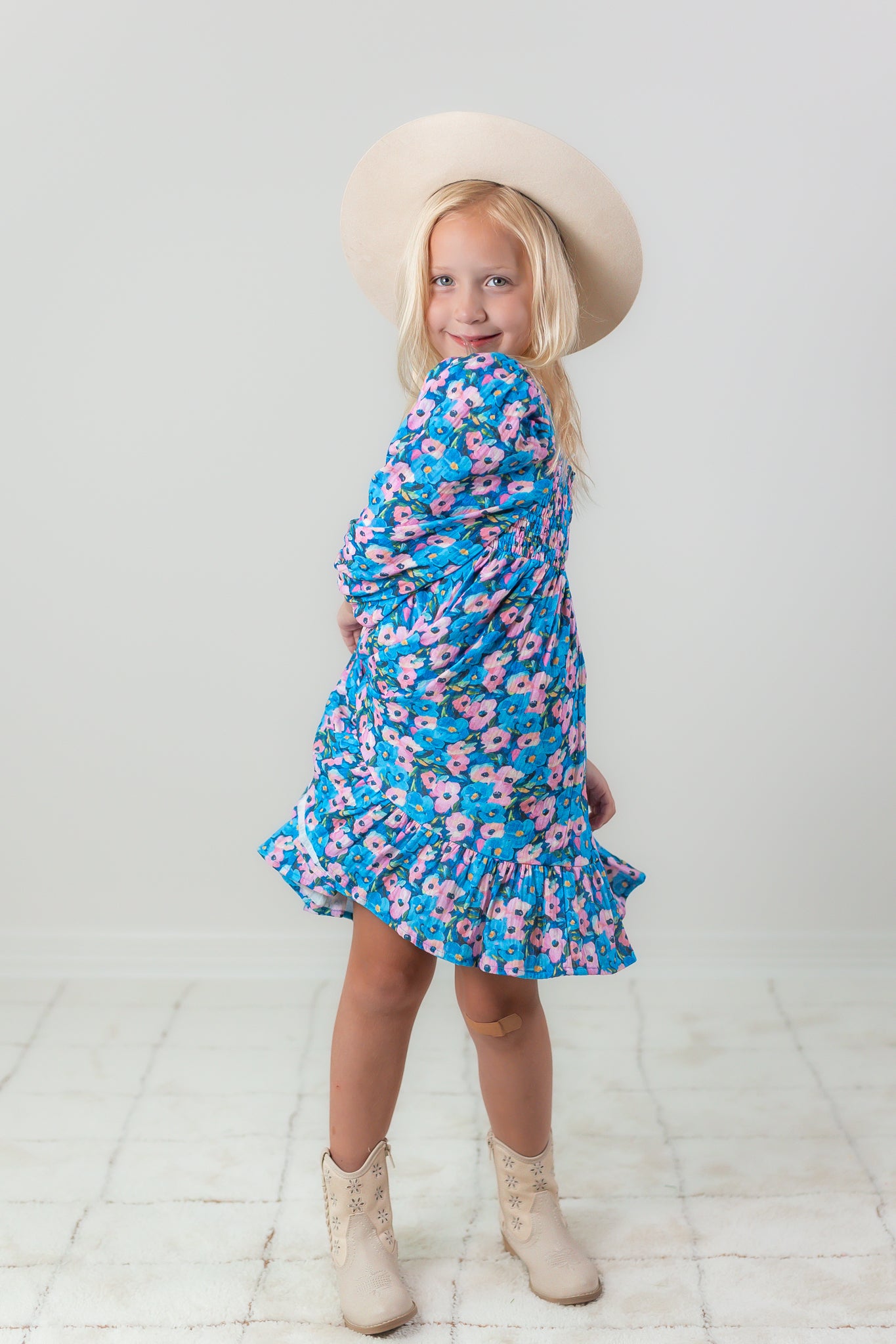 Puff Sleeve Gauze Dress - Storm Petal