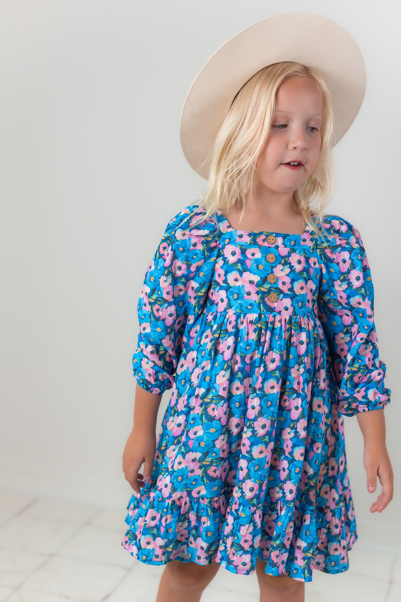 Puff Sleeve Gauze Dress - Storm Petal
