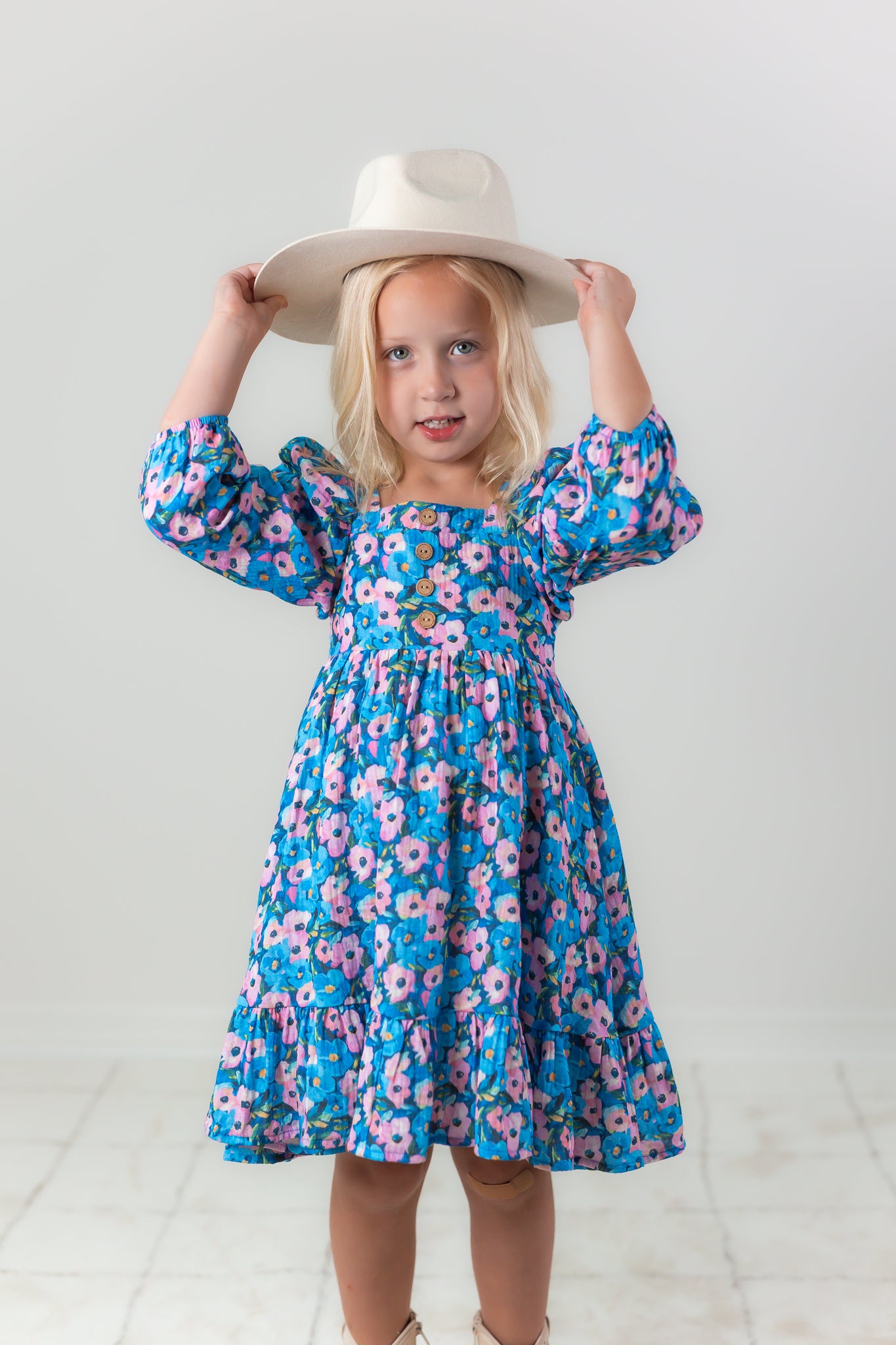 Puff Sleeve Gauze Dress - Storm Petal