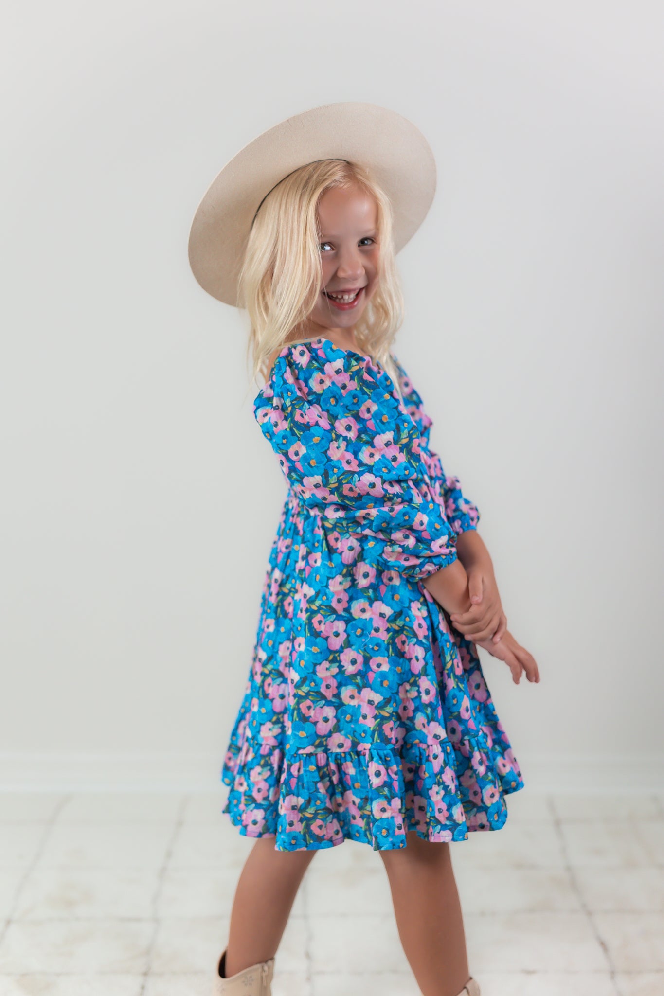 Puff Sleeve Gauze Dress - Storm Petal