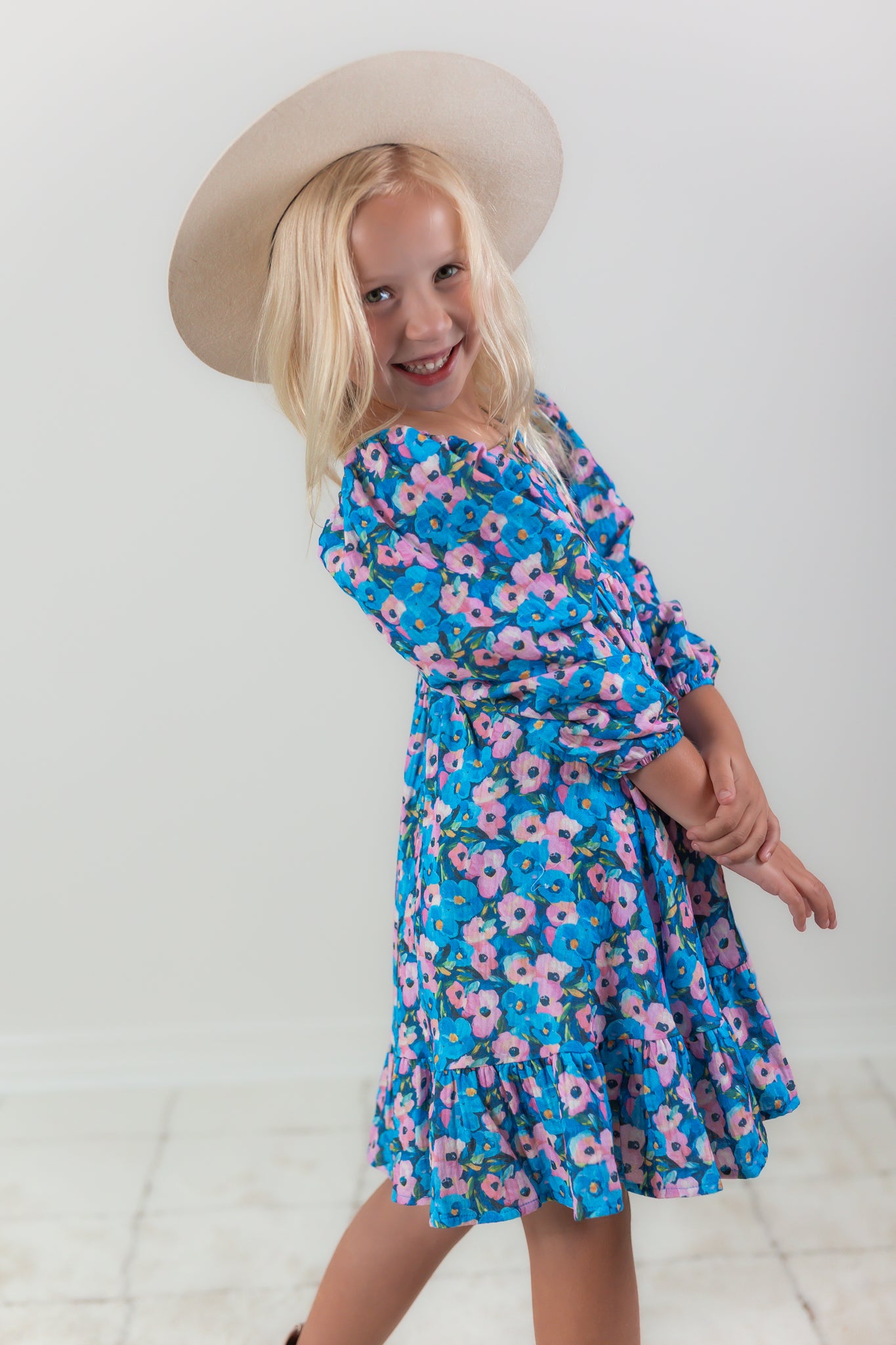 Puff Sleeve Gauze Dress - Storm Petal