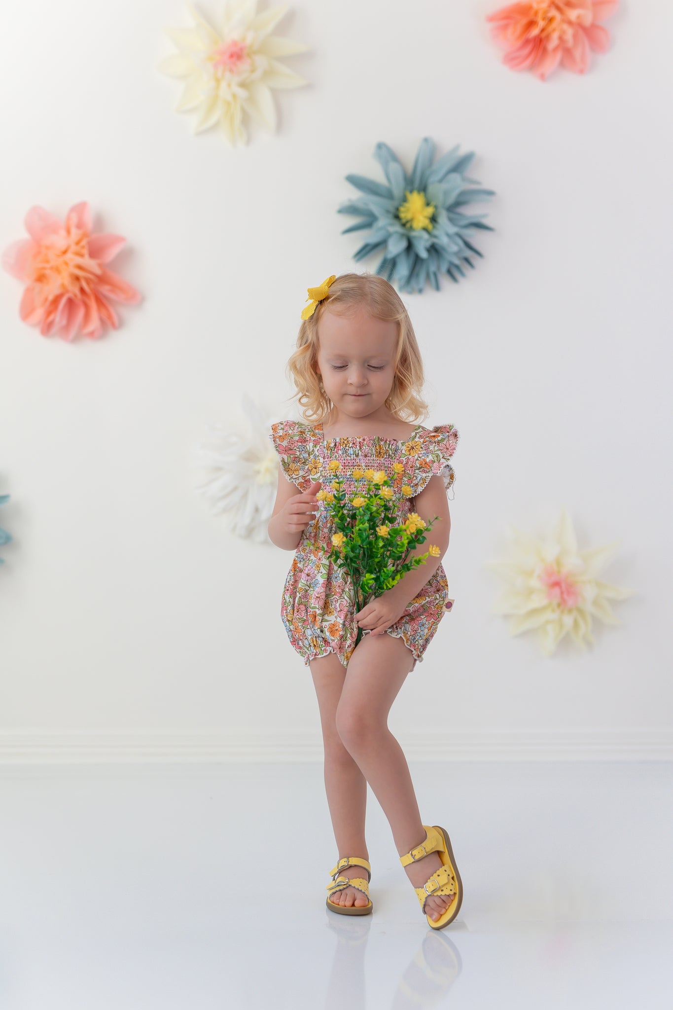 Smocked Bubble Romper - Garden Of Whimsy