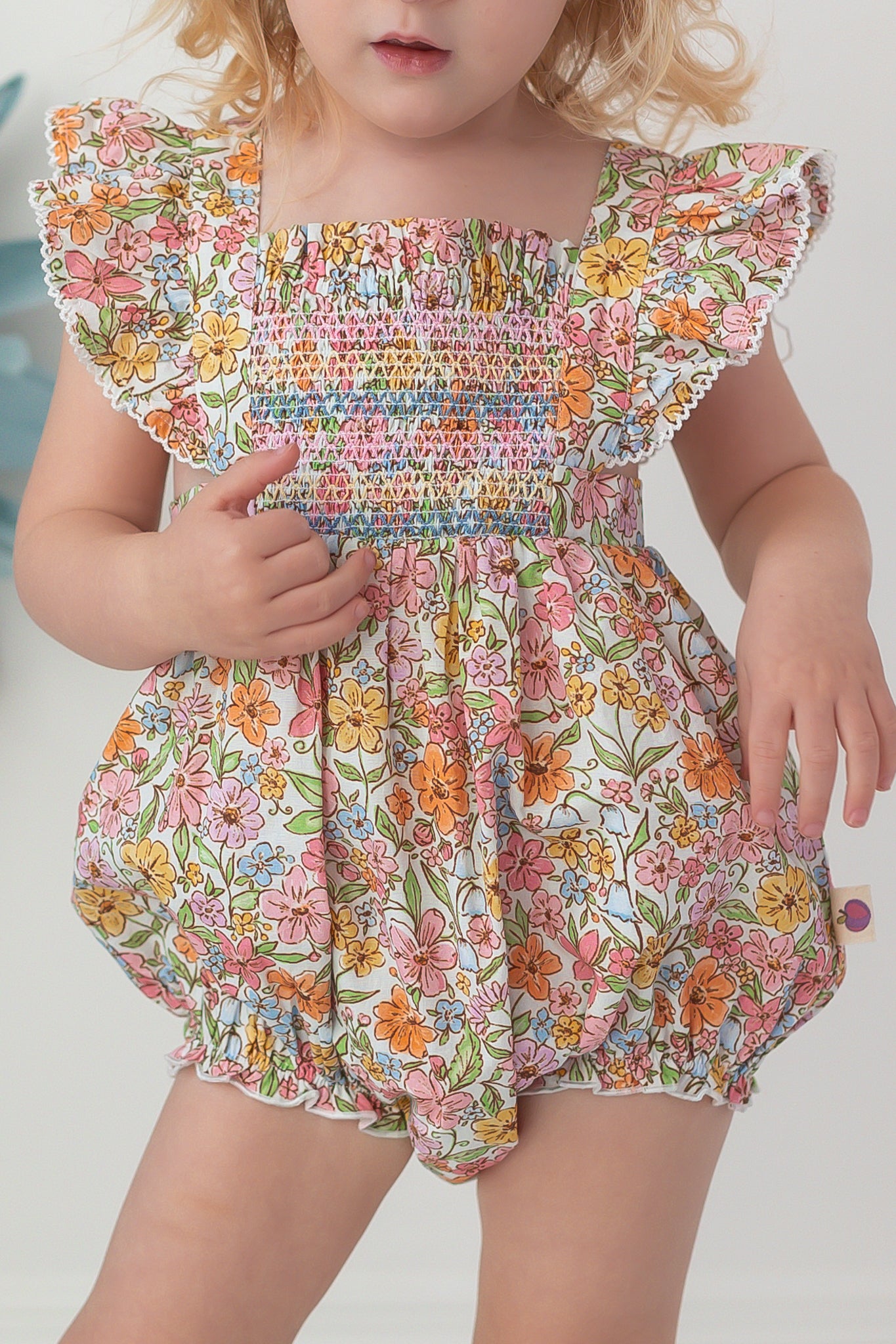 Smocked Bubble Romper - Garden Of Whimsy