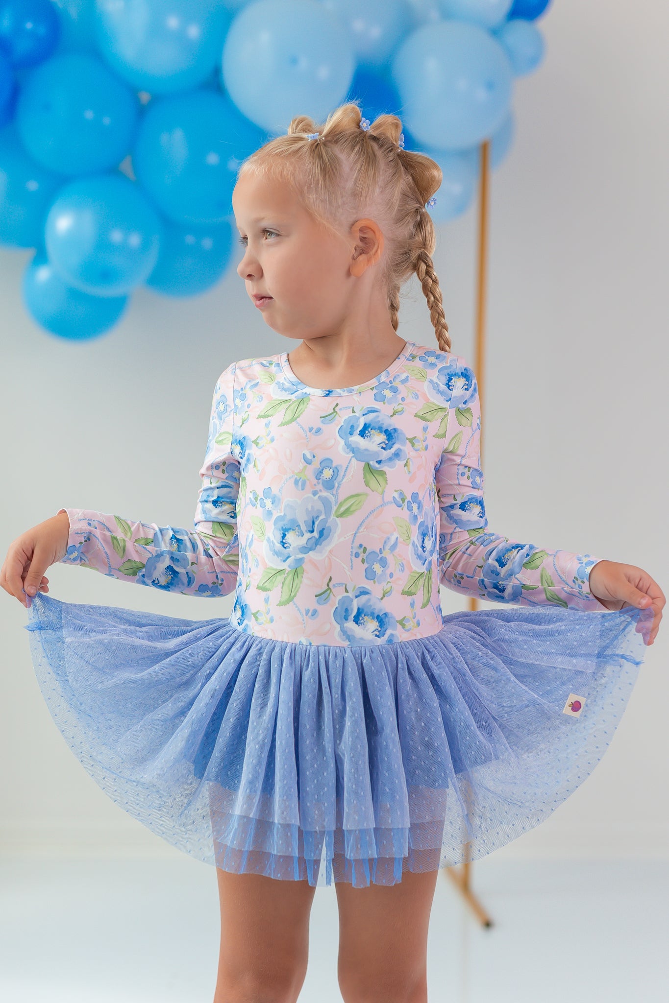 Farrah Tiered Leotard - Blush & Bloom (Long Sleeve)