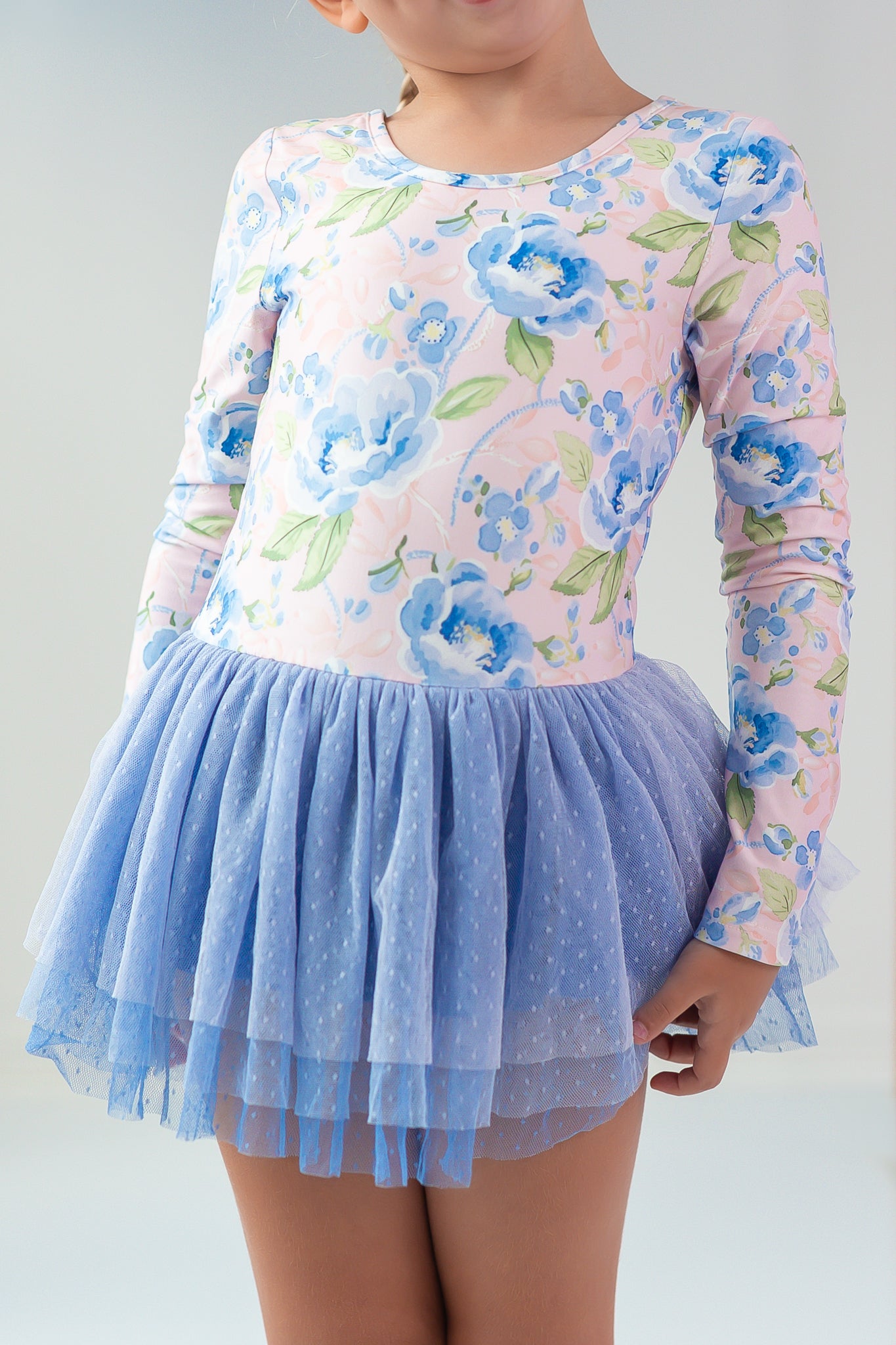 Farrah Tiered Leotard - Blush & Bloom (Long Sleeve)