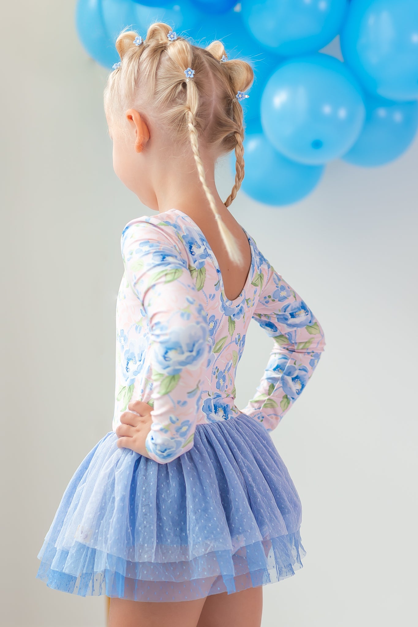 Farrah Tiered Leotard - Blush & Bloom (Long Sleeve)