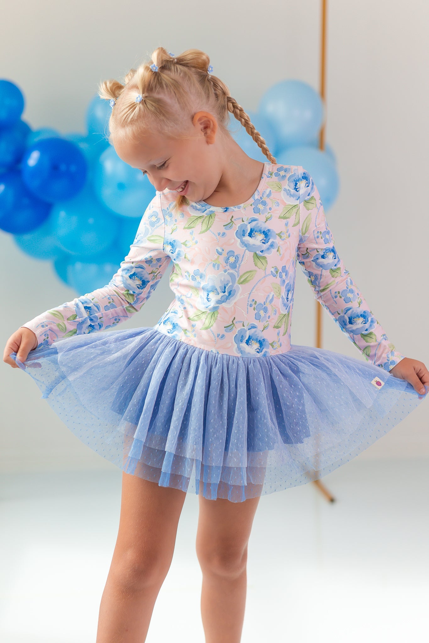 Farrah Tiered Leotard - Blush & Bloom (Long Sleeve)