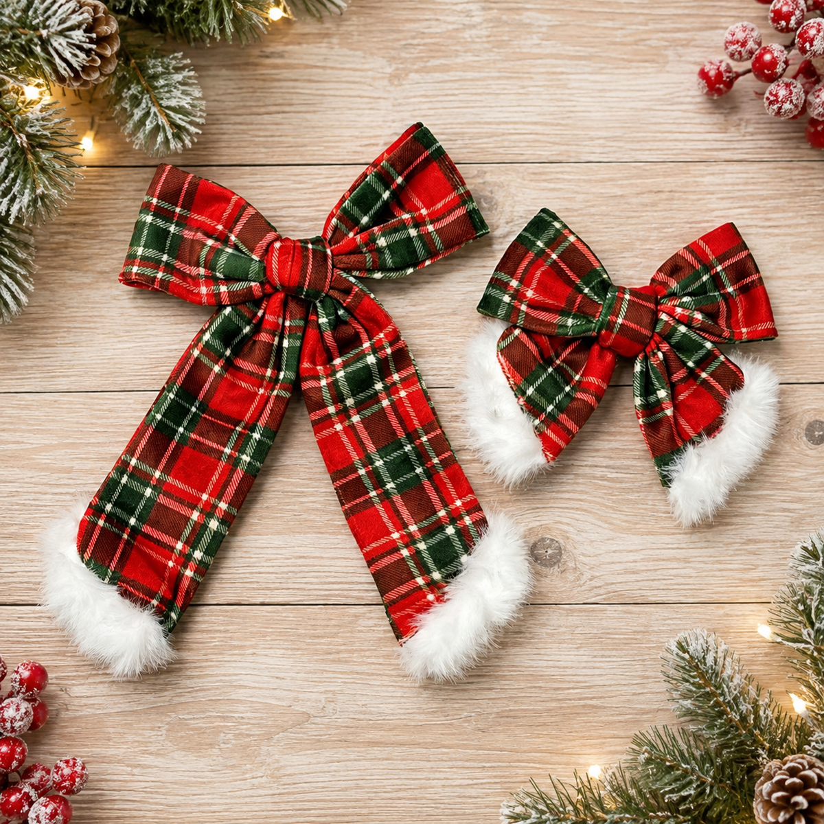 Merry Plaid Hair Bow