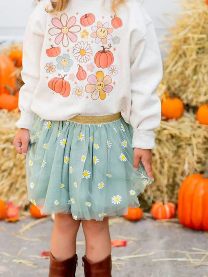 Sweet Wink Sweater - Pumpkin Daisy Doodle