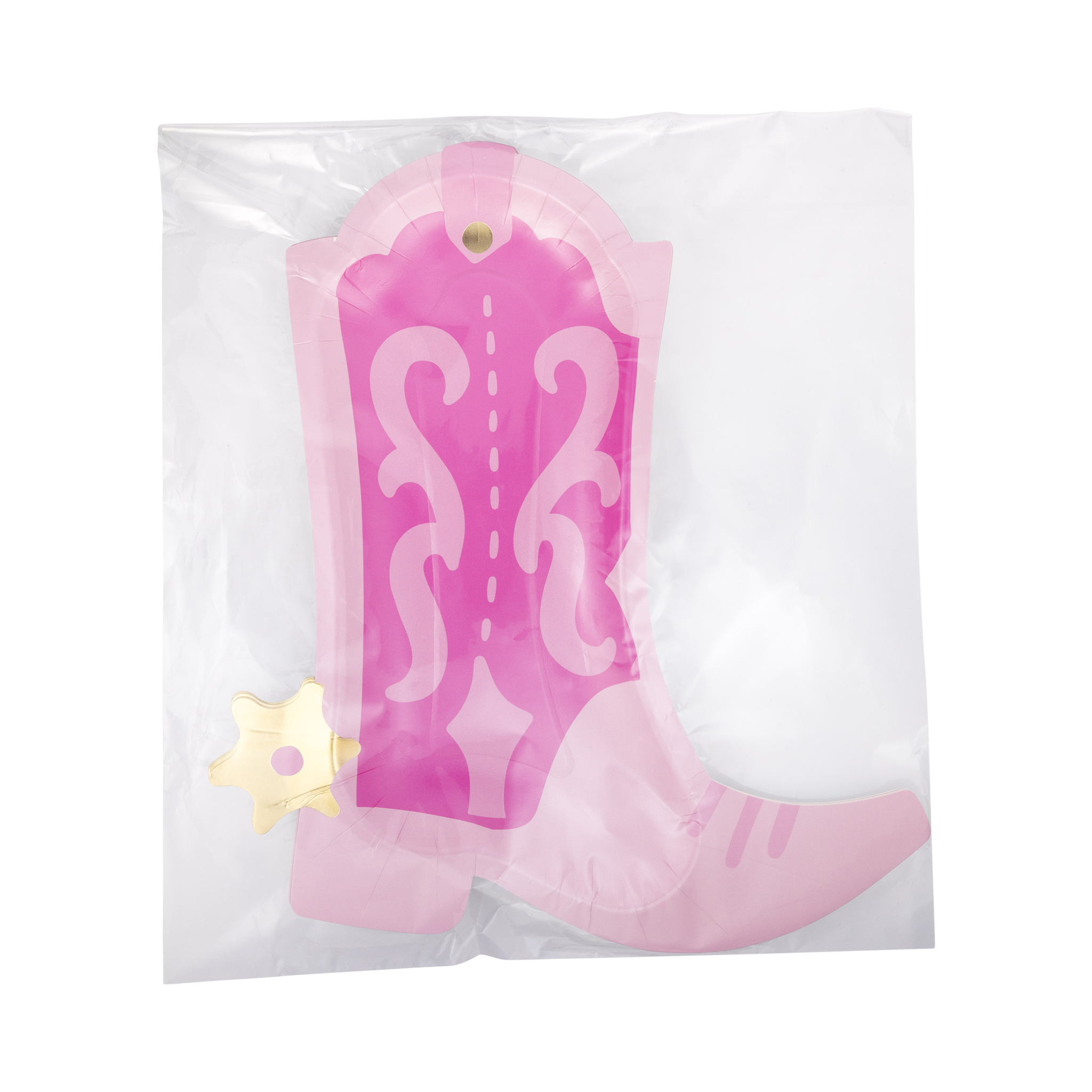 Cowgirl Pink Boot Shaped Plate - 8PK