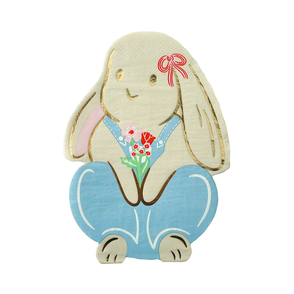 Bunnies In The Garden Overalls Bunny Napkins - 16 PK