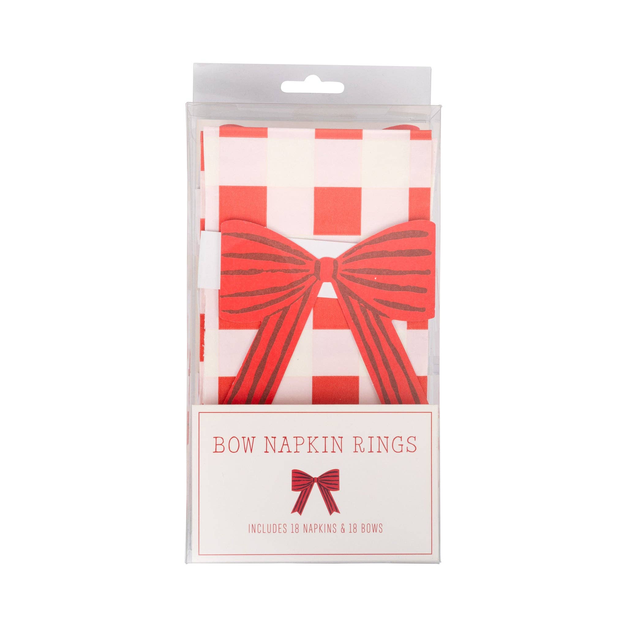 Plaid Napkin with Bow Paper Ring - 18 PK