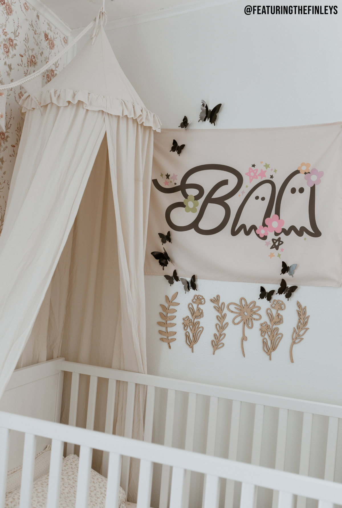 Boho Floral Boo Banner 36 X 26"