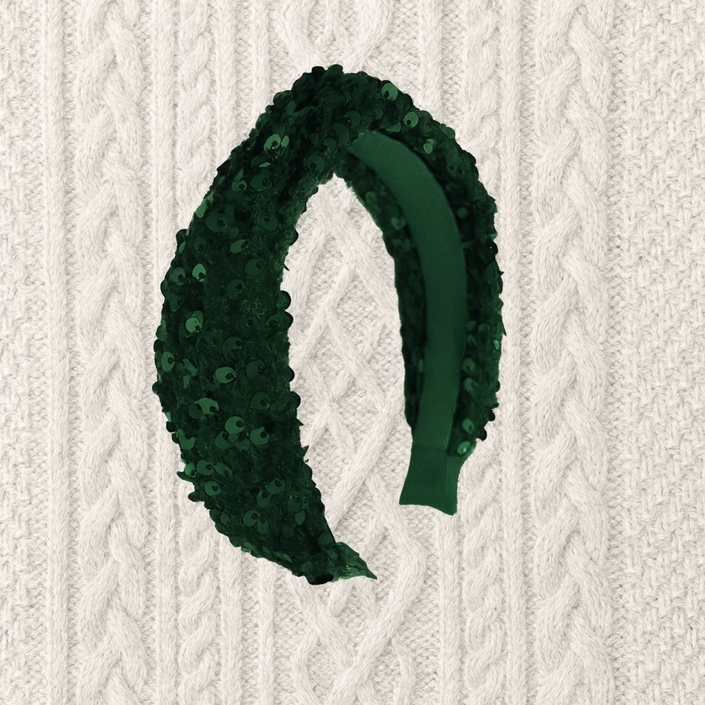 Sequin Velvet Headband - Green