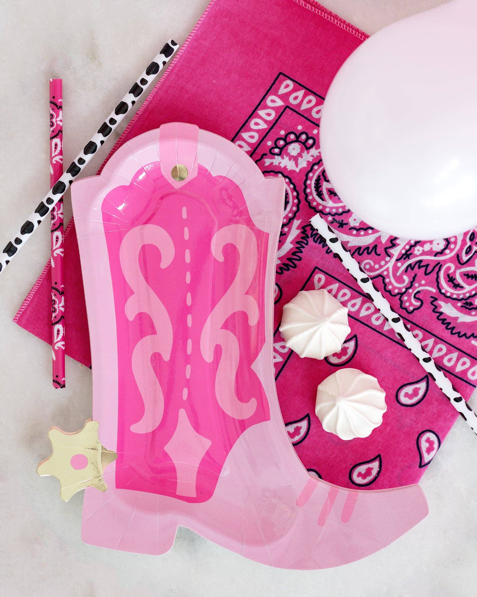 Cowgirl Pink Boot Shaped Plate - 8PK