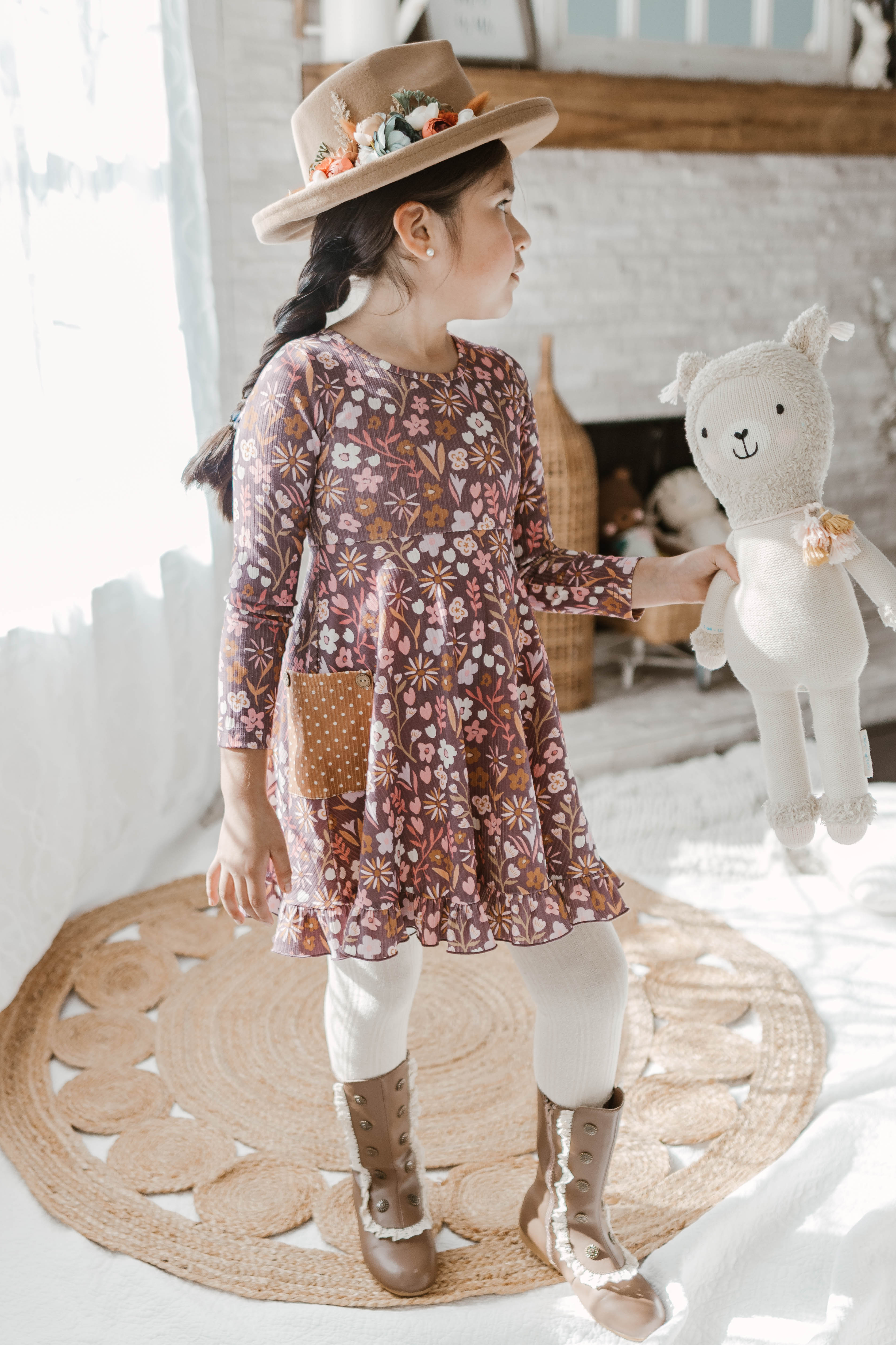 Elara Ribbed Dress - Amethyst Rose