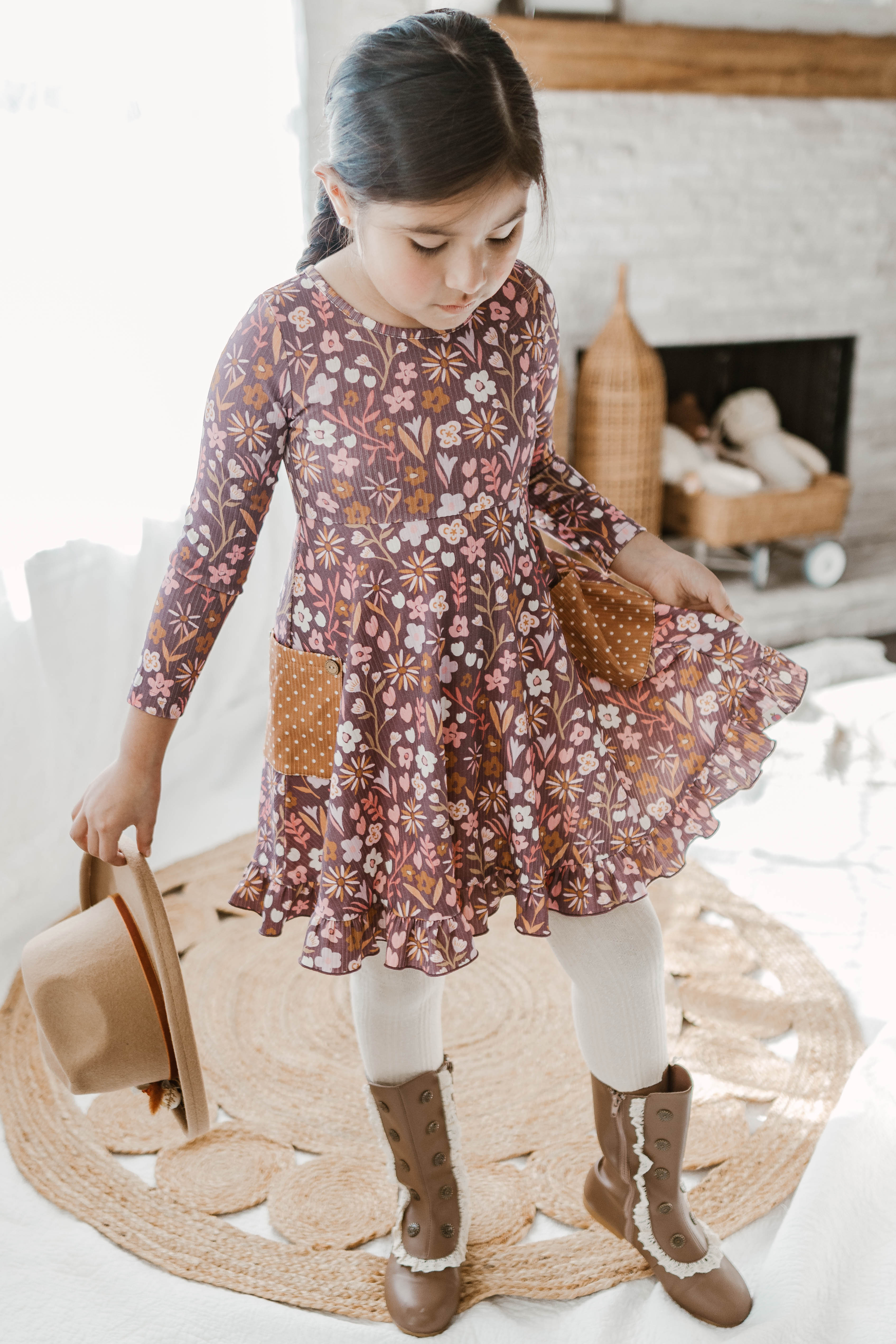 Elara Ribbed Dress - Amethyst Rose
