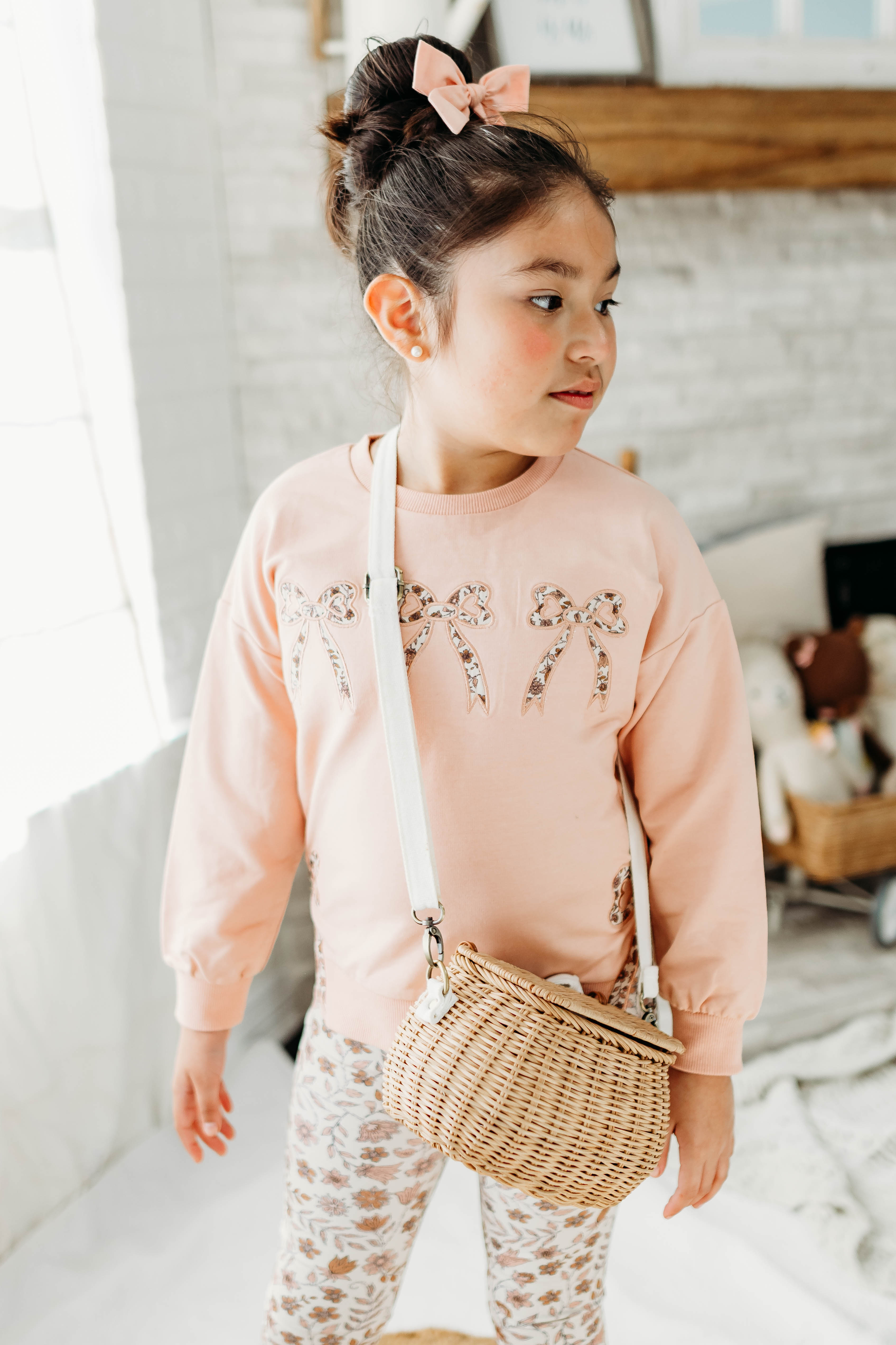 Bow Applique Sweatshirt - Spiced Peach (Pre-Order)