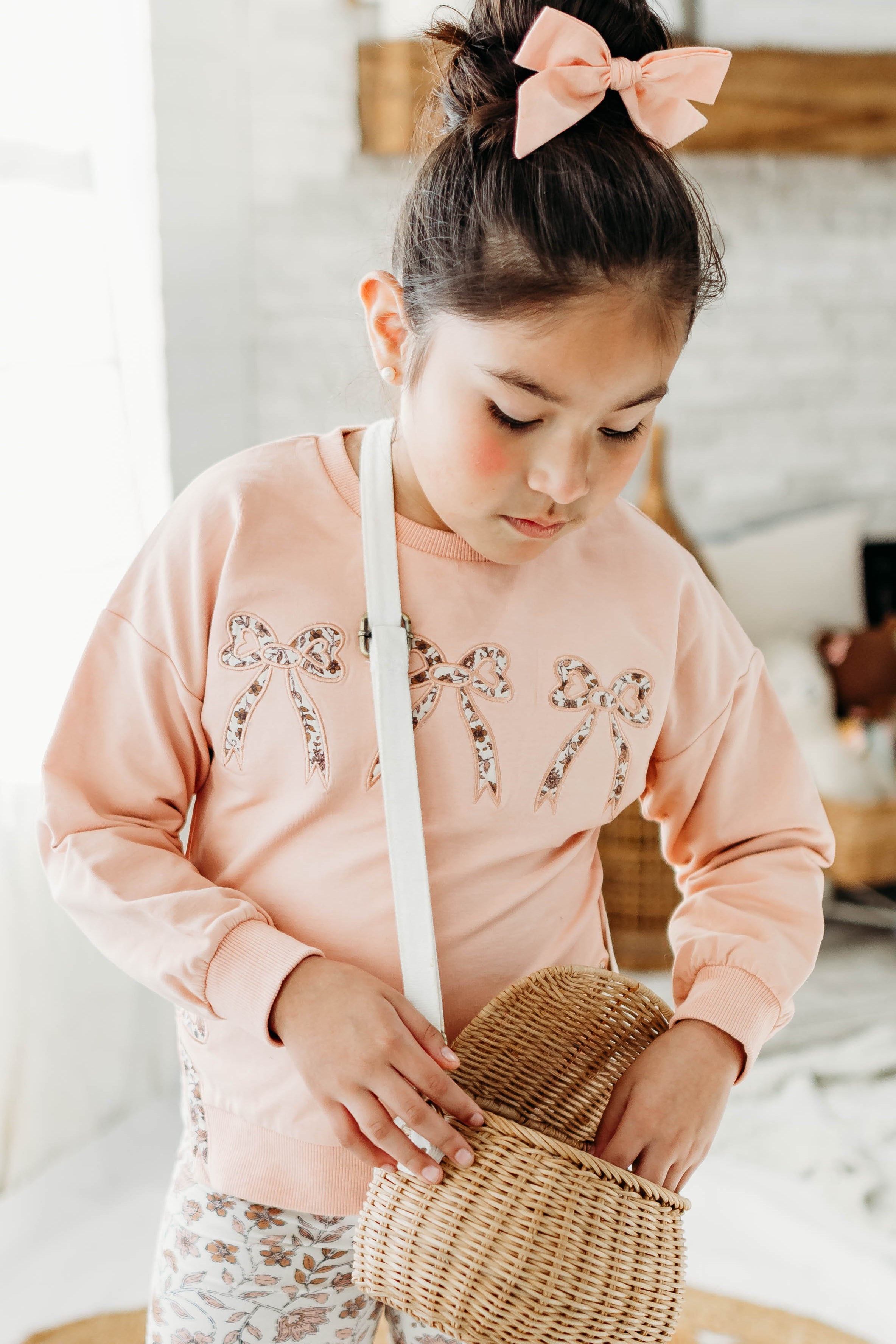 Bow Applique Sweatshirt - Spiced Peach (Pre-Order)