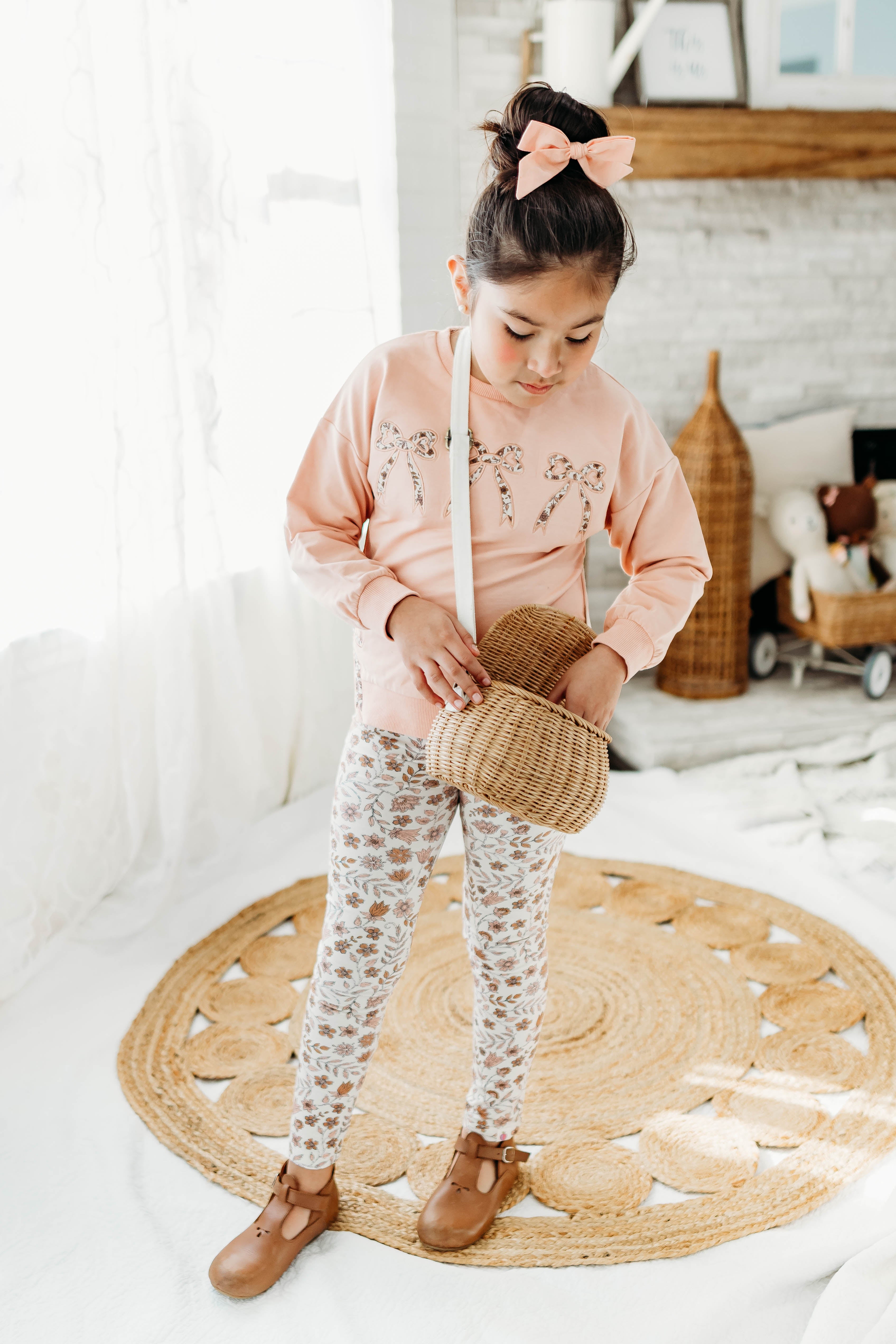 Bow Applique Sweatshirt - Spiced Peach (Pre-Order)