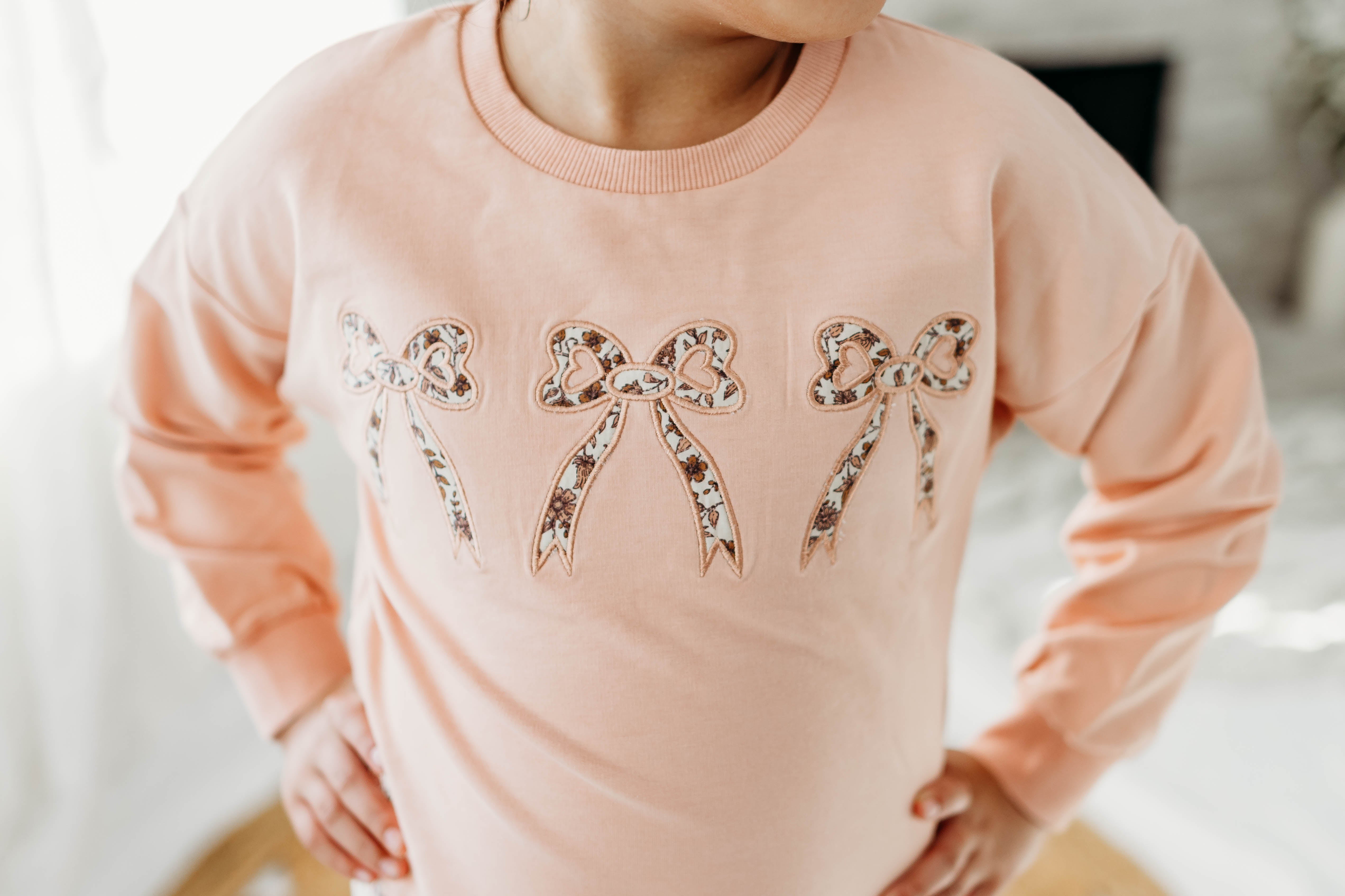 Bow Applique Sweatshirt - Spiced Peach (Pre-Order)