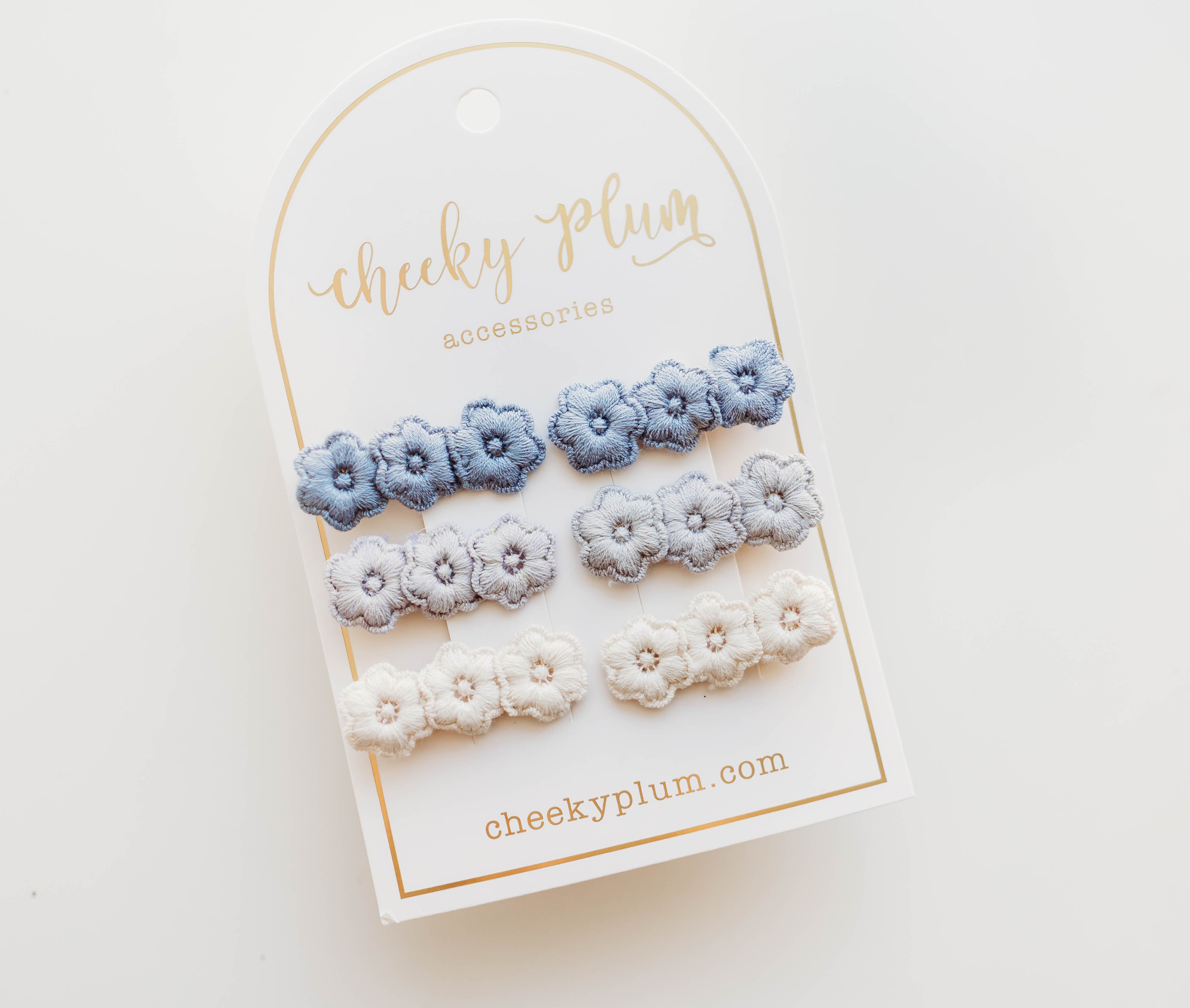 Embroidery Hair Clip Set - Blue Ombre