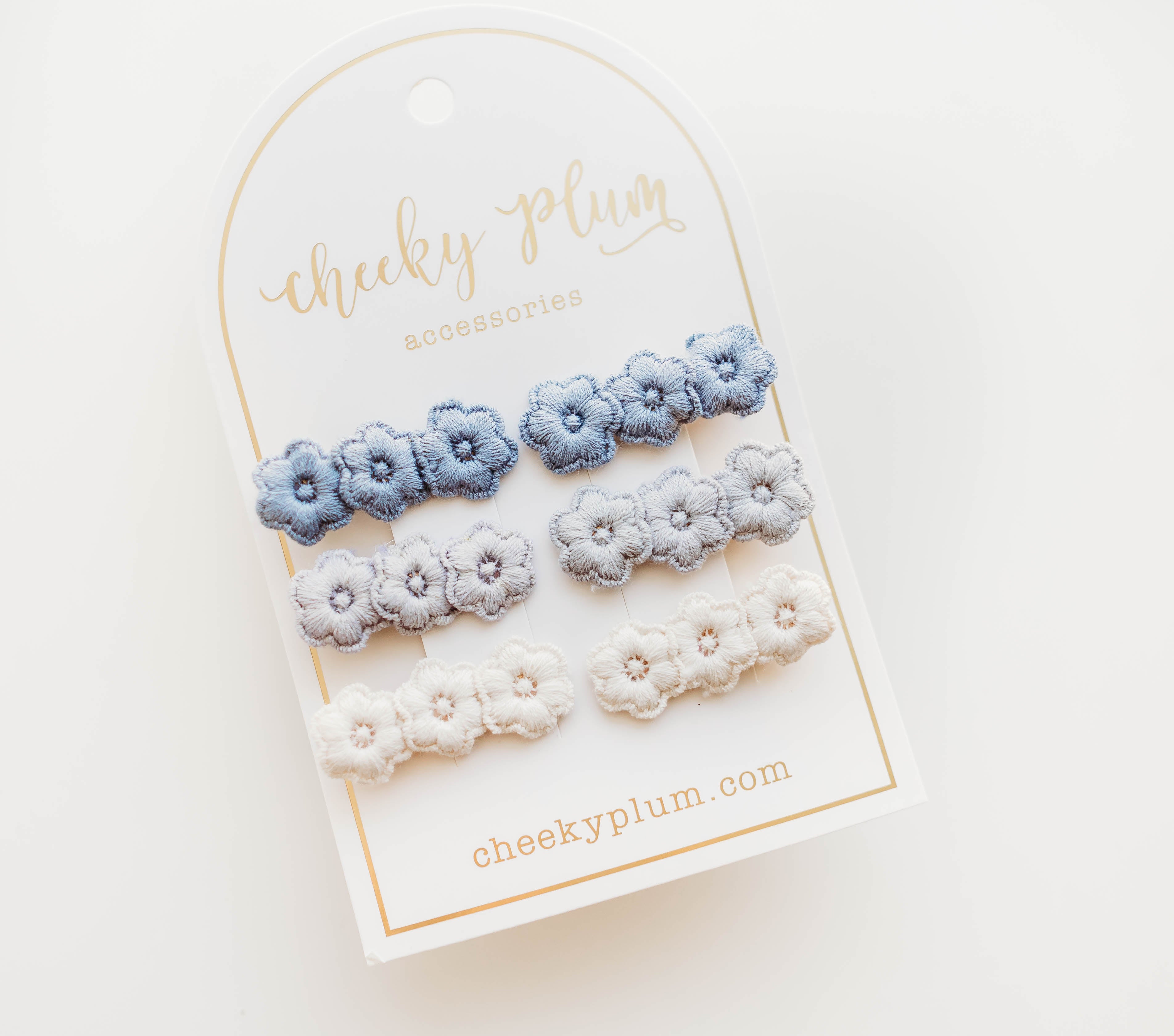 Embroidery Hair Clip Set - Blue Ombre