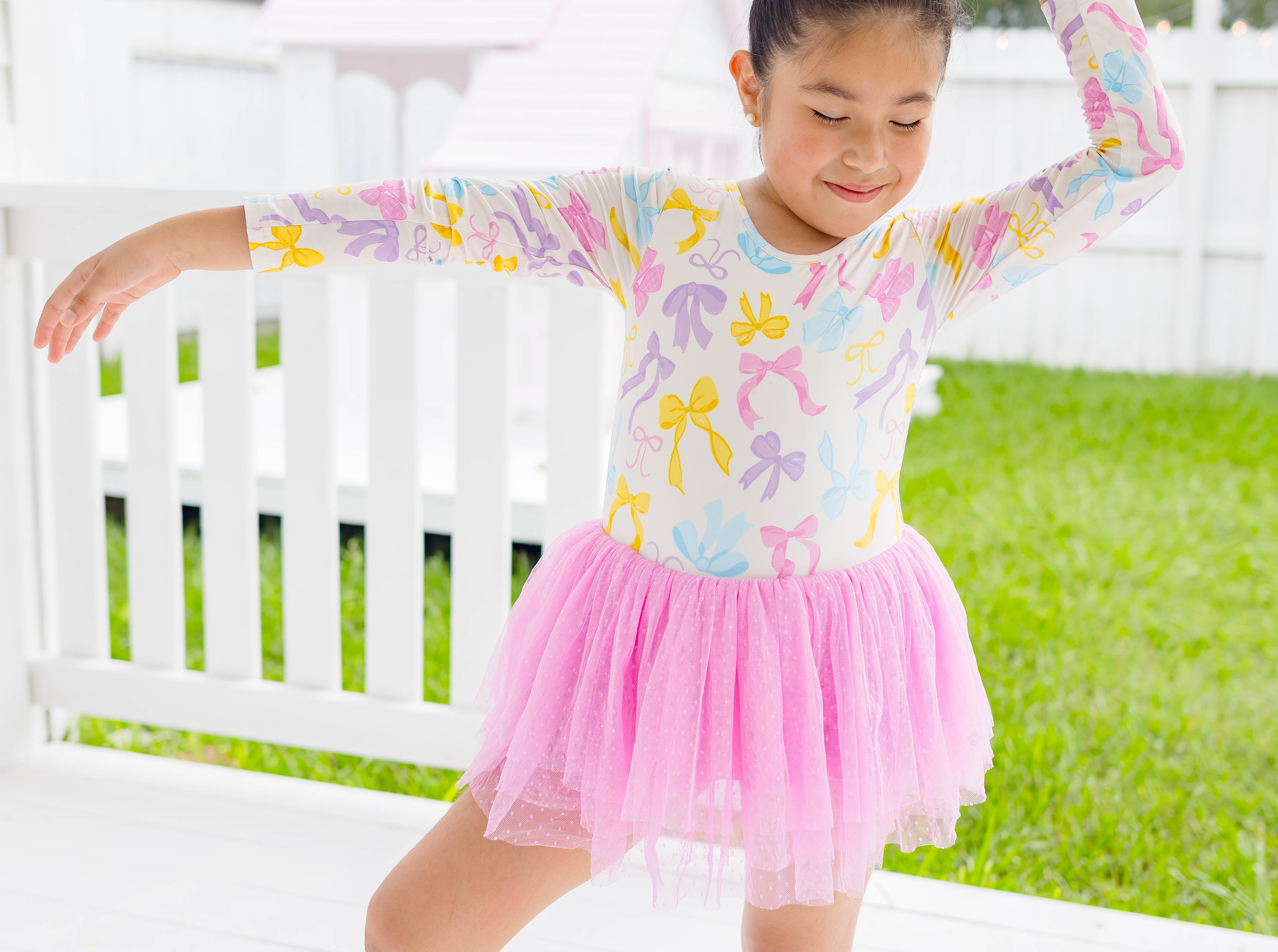 Farrah Leotard - Bow Bliss (Long Sleeve)