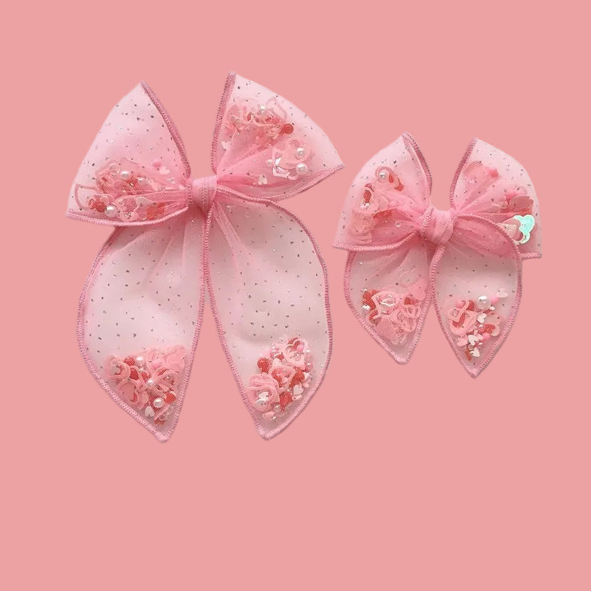 Mesh Shaker Bow - Pink Sprinkles