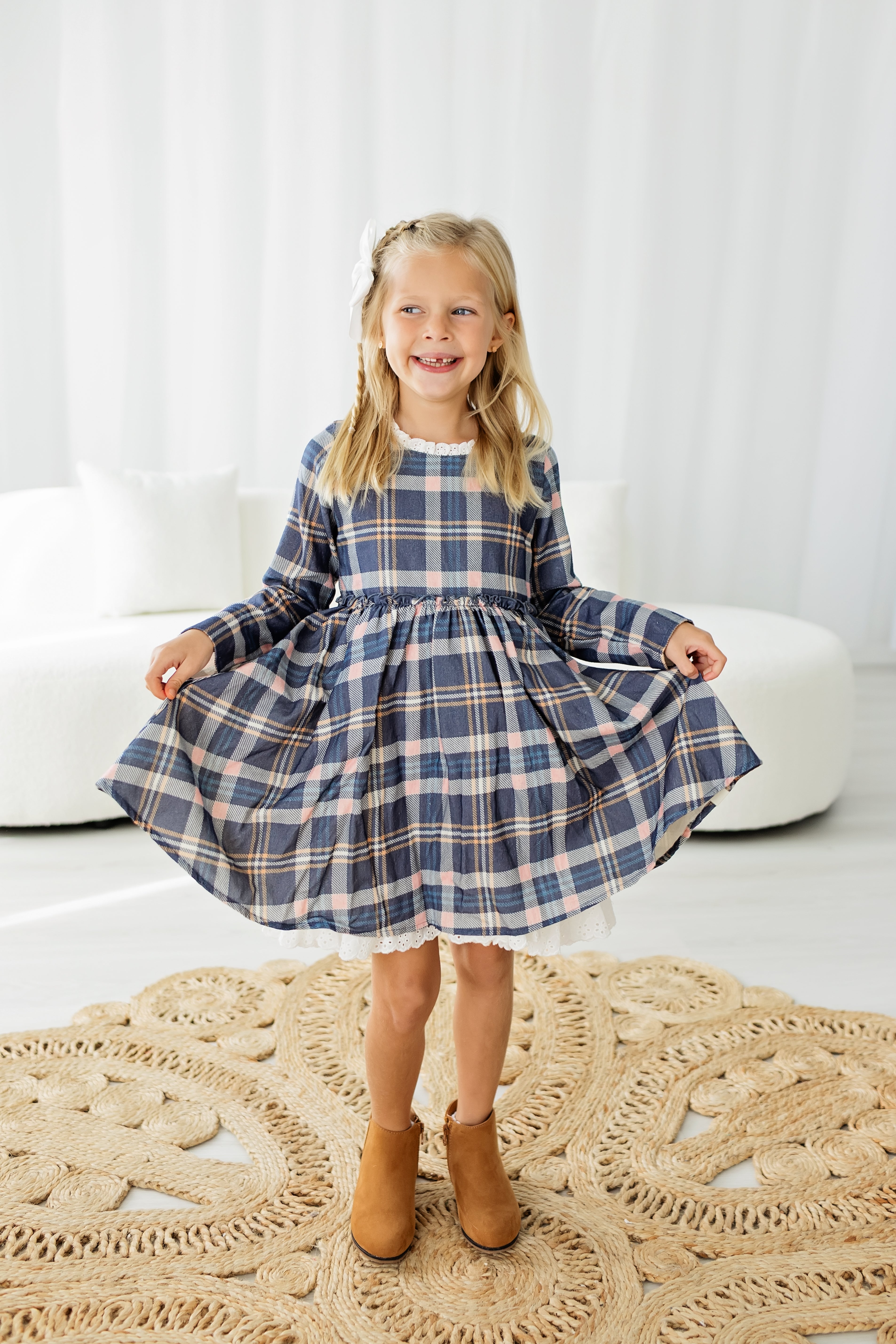 Penelope Flannel Dress - Peony After Dark