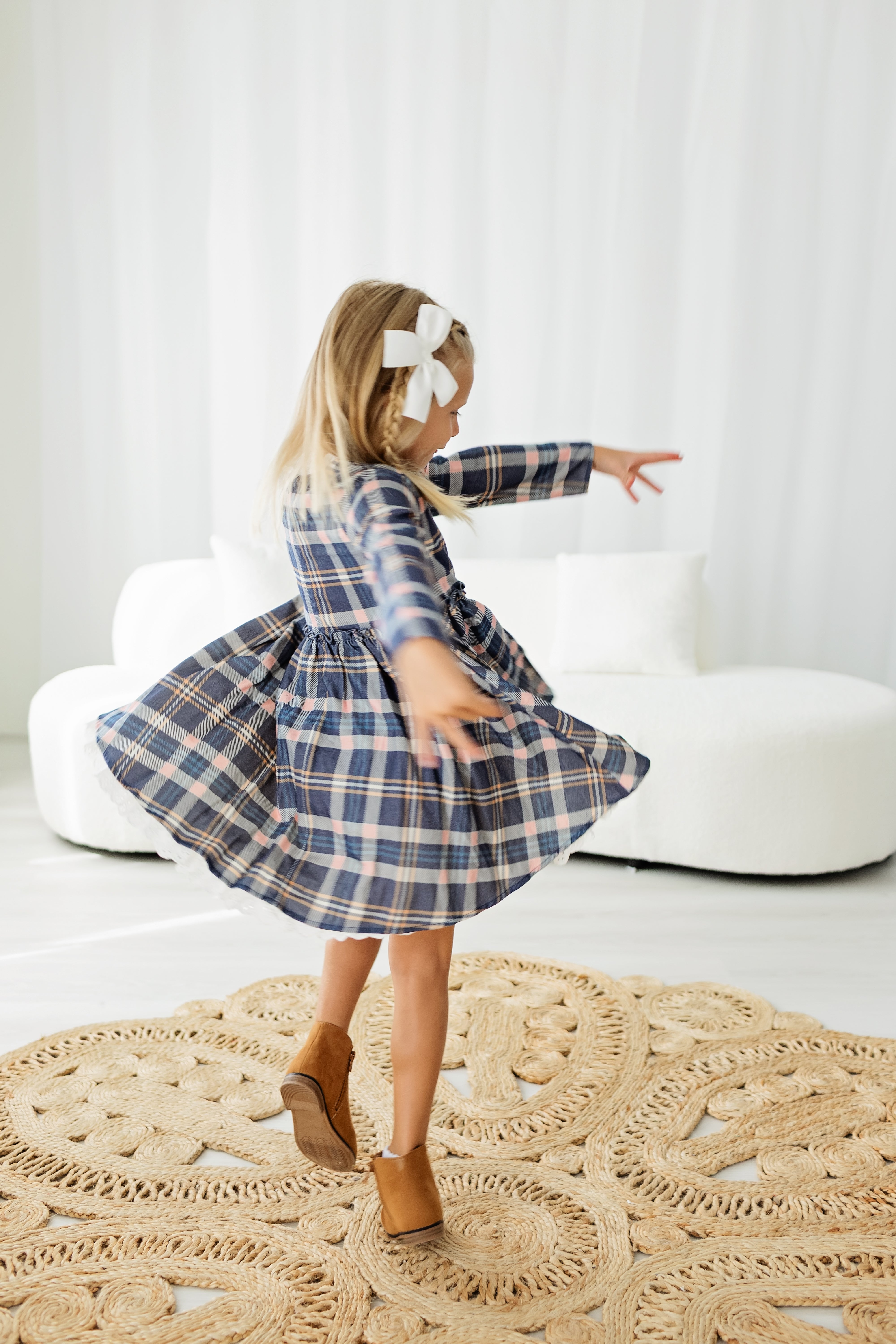 Penelope Flannel Dress - Peony After Dark