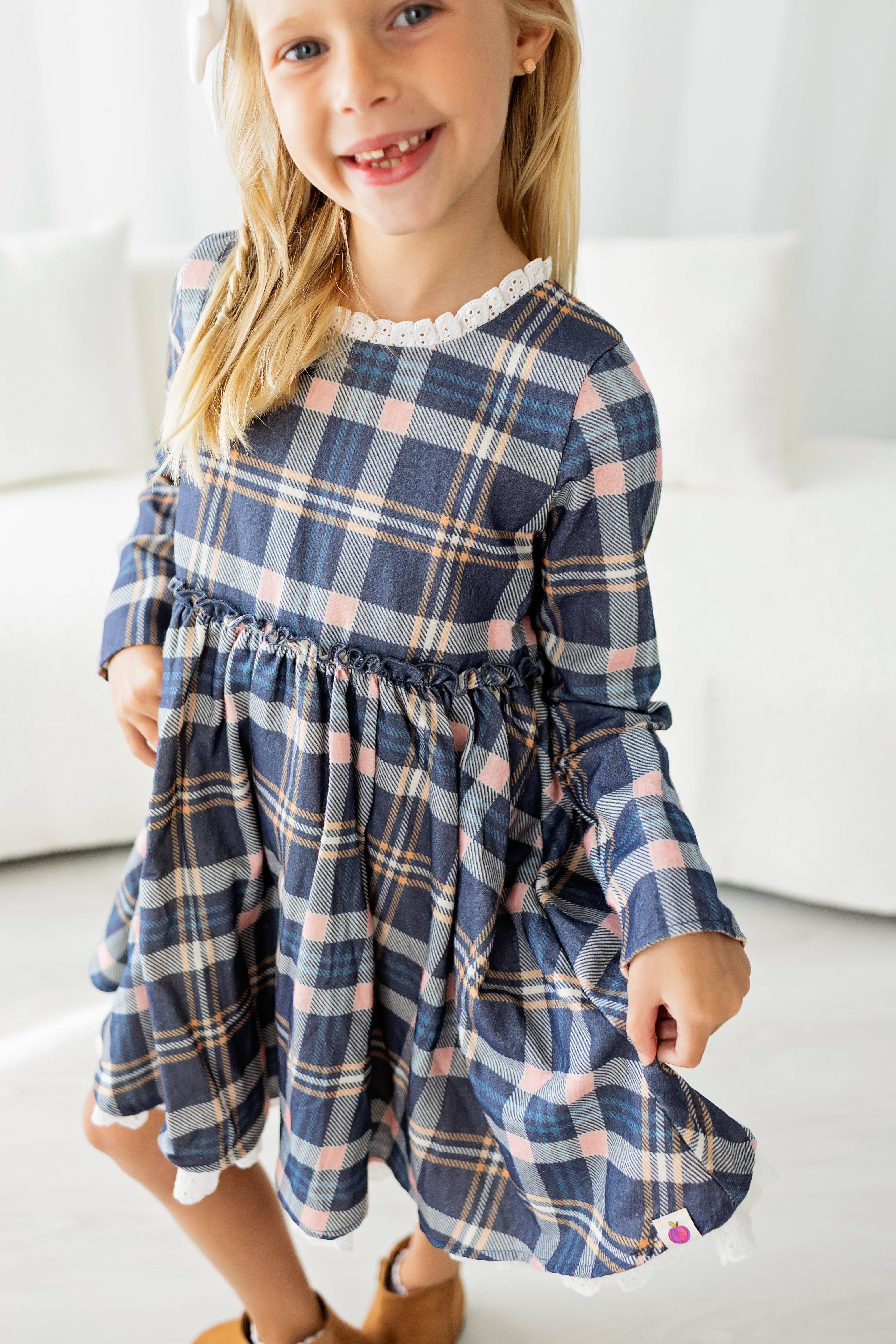 Penelope Flannel Dress - Peony After Dark