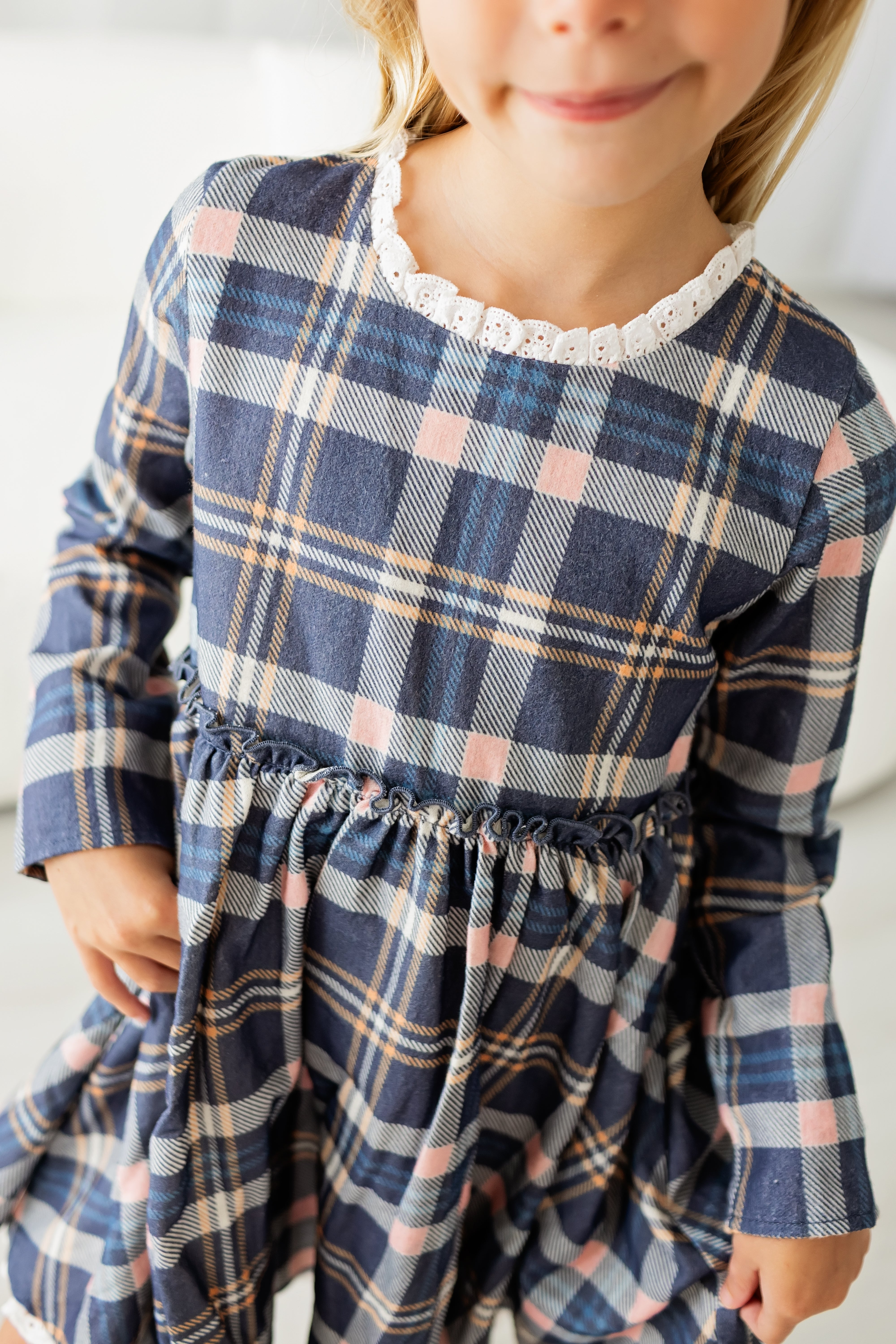 Penelope Flannel Dress - Peony After Dark
