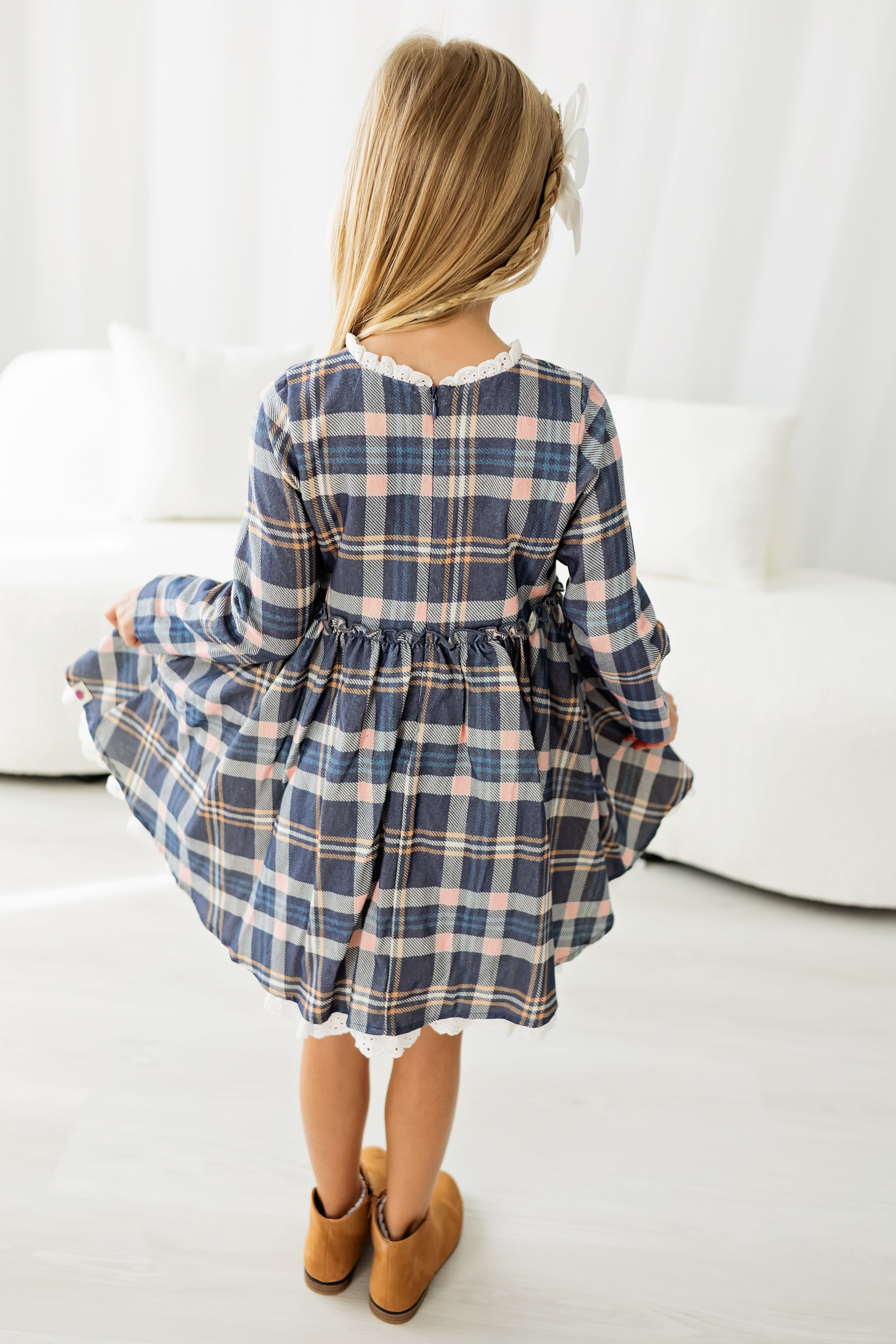Penelope Flannel Dress - Peony After Dark