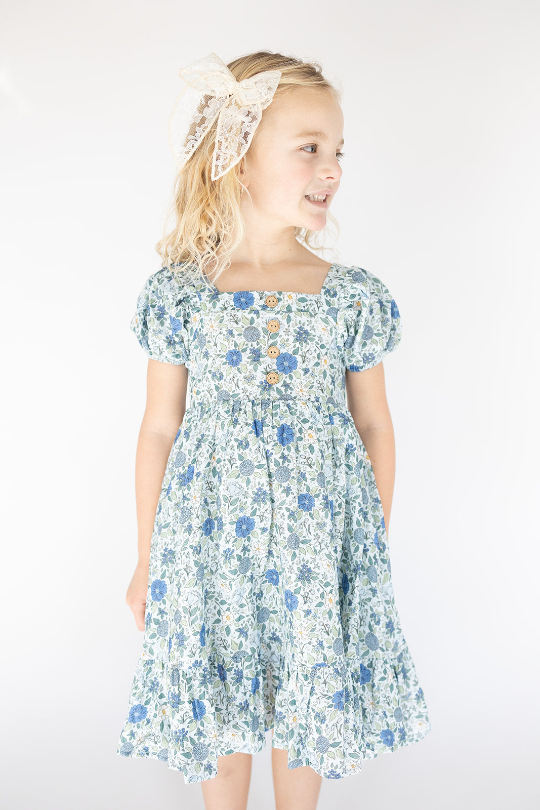 Puff Sleeve Gauze Dress - Cerulean Dreams