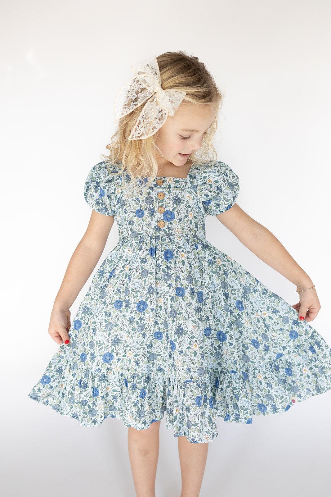 Puff Sleeve Gauze Dress - Cerulean Dreams