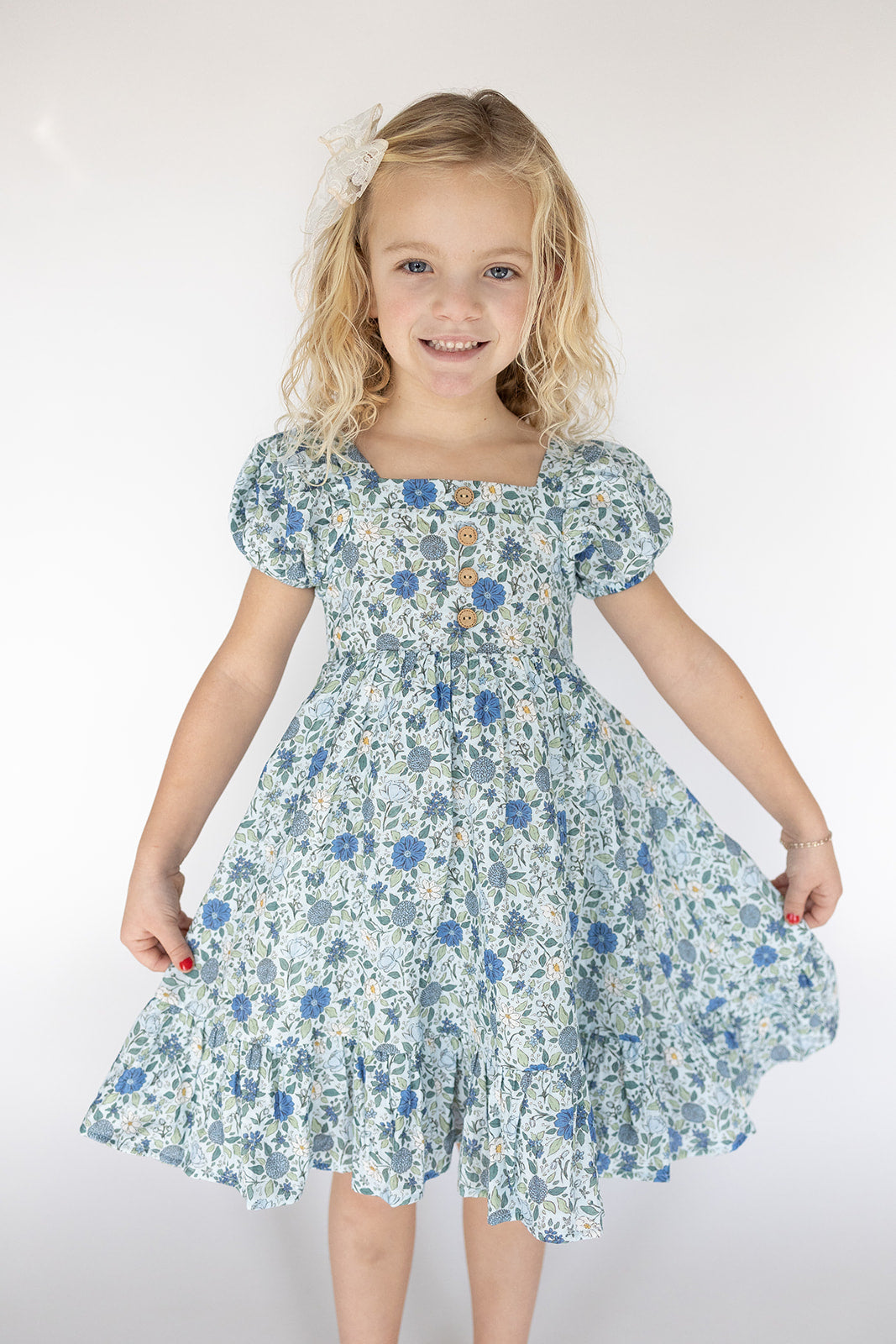 Puff Sleeve Gauze Dress - Cerulean Dreams