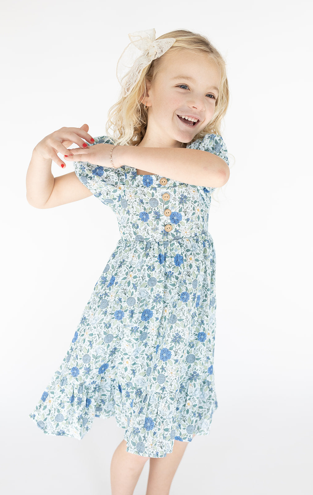 Puff Sleeve Gauze Dress - Cerulean Dreams