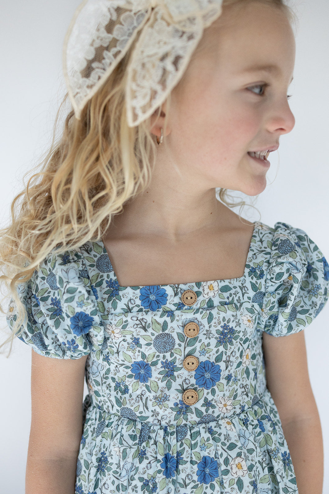 Puff Sleeve Gauze Dress - Cerulean Dreams