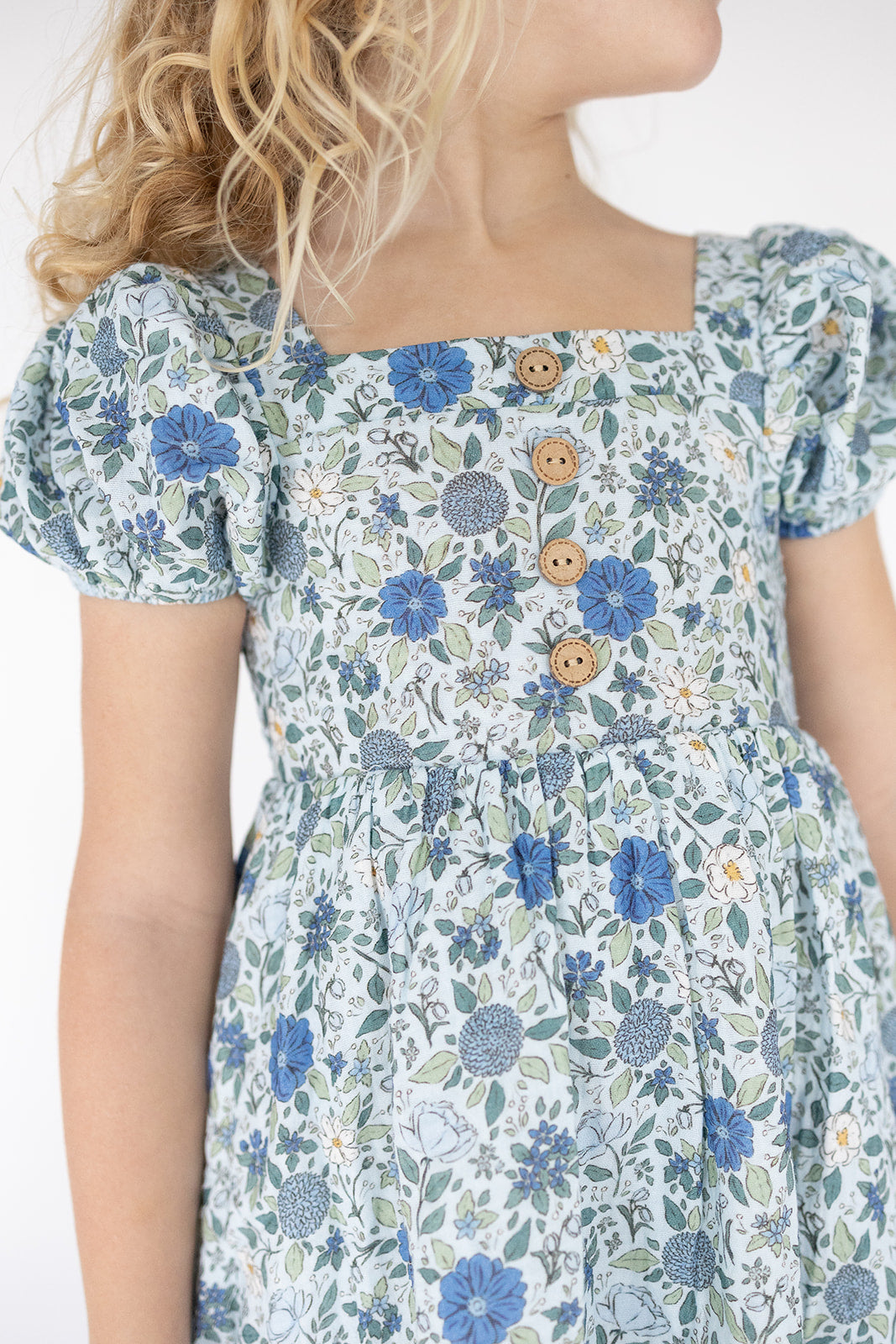 Puff Sleeve Gauze Dress - Cerulean Dreams