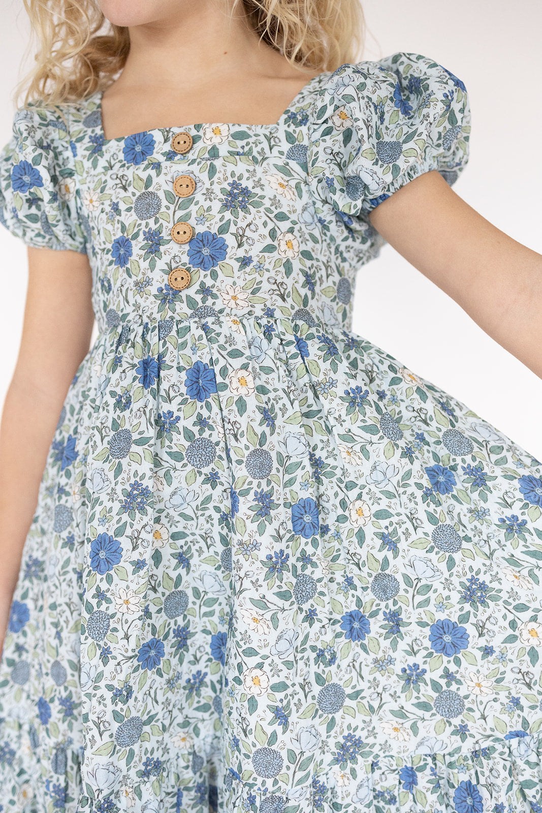 Puff Sleeve Gauze Dress - Cerulean Dreams