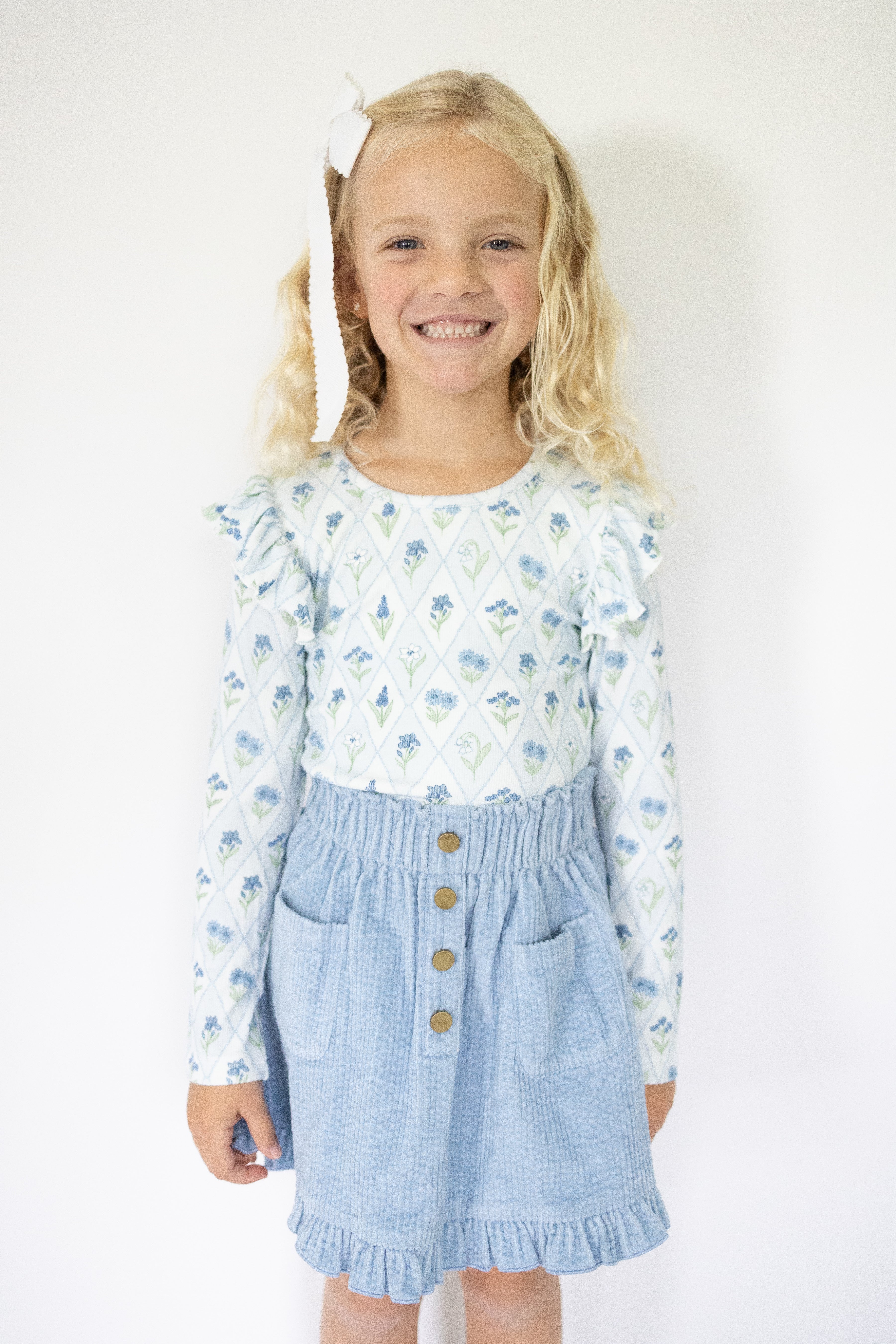 Ribbed Ruffle Top - Skyloom (Pre-Order)