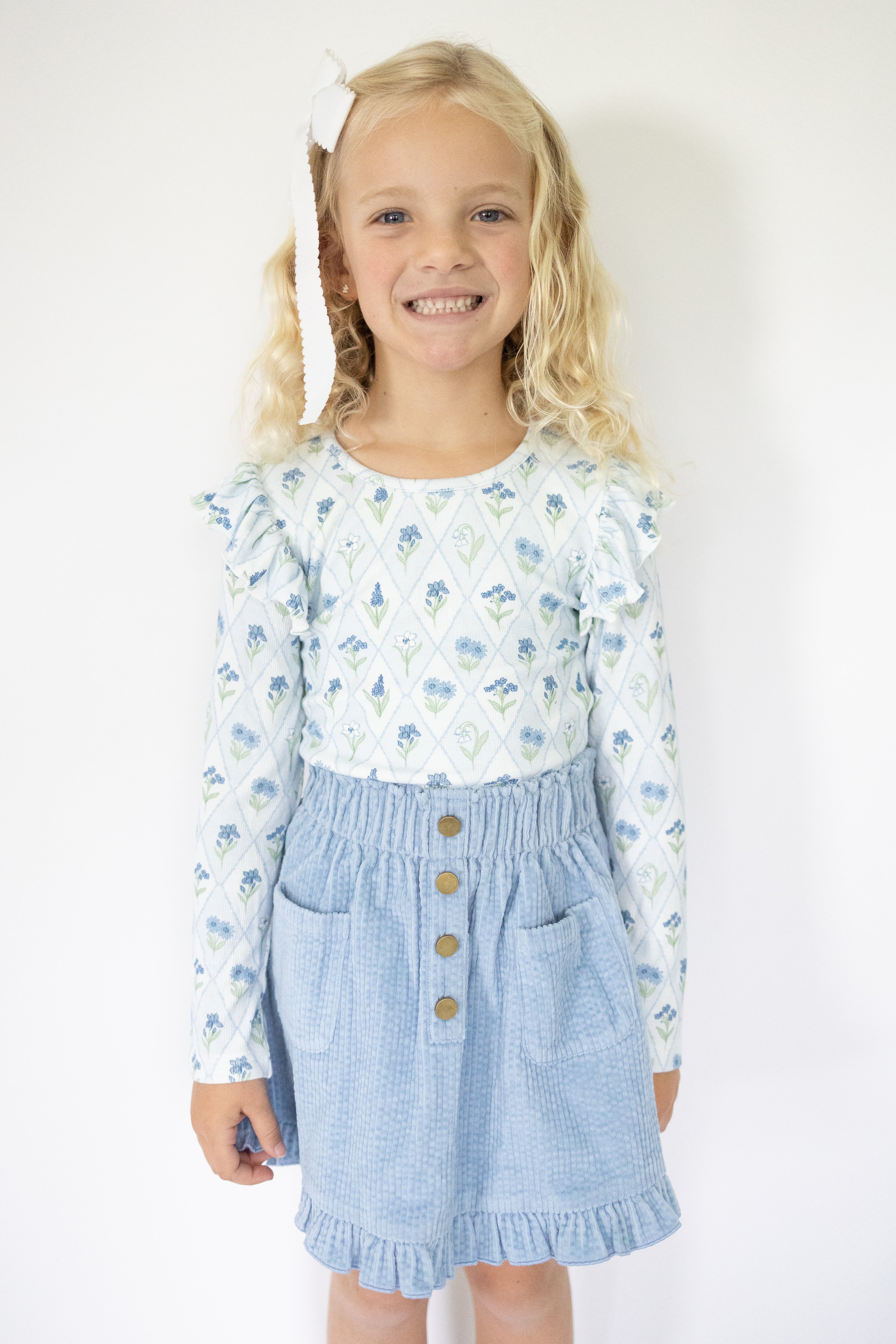 Ribbed Ruffle Top - Skyloom (Pre-Order)