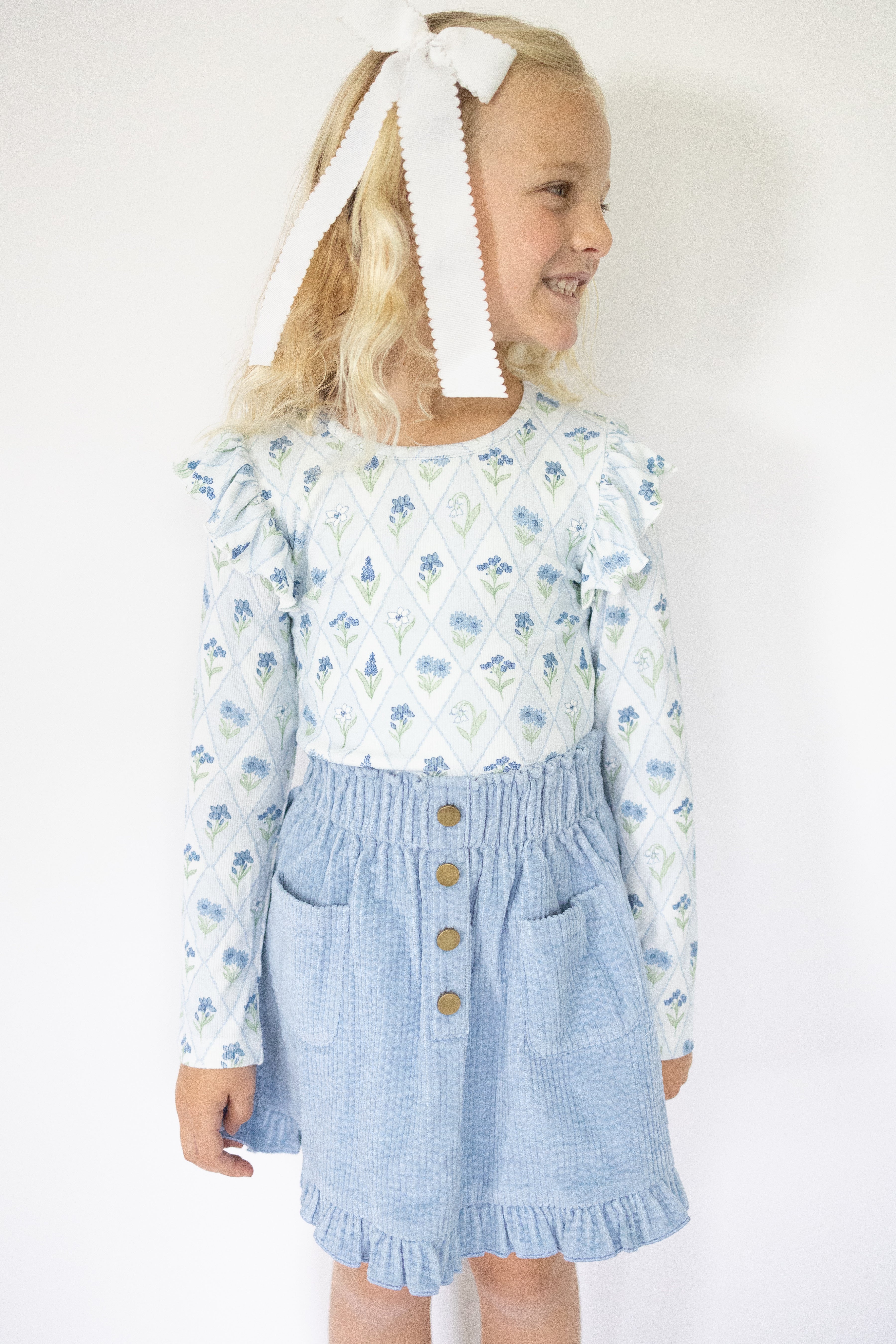 Ribbed Ruffle Top - Skyloom (Pre-Order)